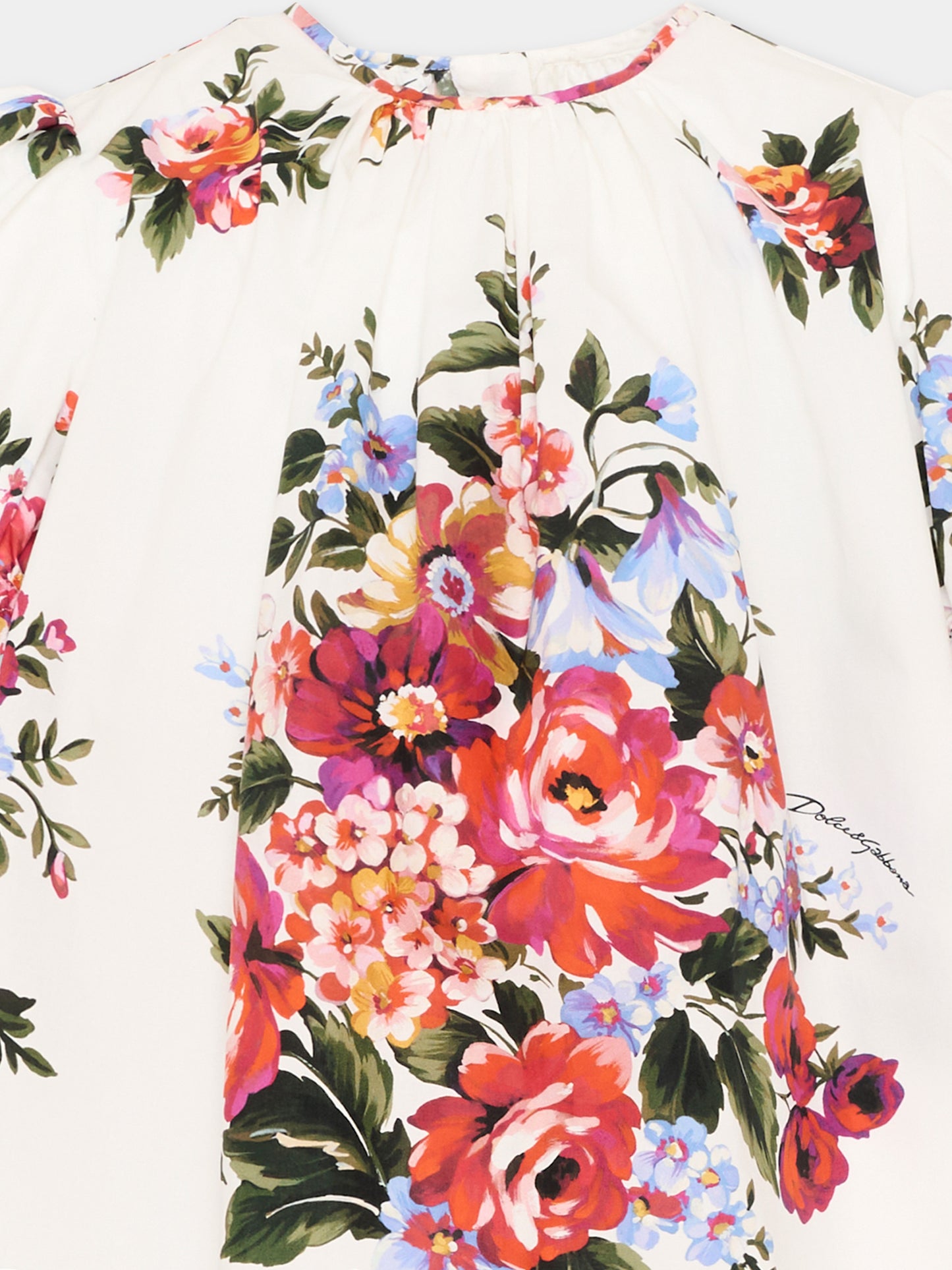 Abito bianco per bambina con stampa floreale,Dolce & Gabbana Kids,L54DQ3 HS5UU HA5ZO