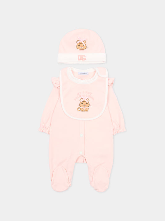 Set tutina rosa per neonata con logo,Dolce & Gabbana Kids,L2JO4T G7PNO S9000