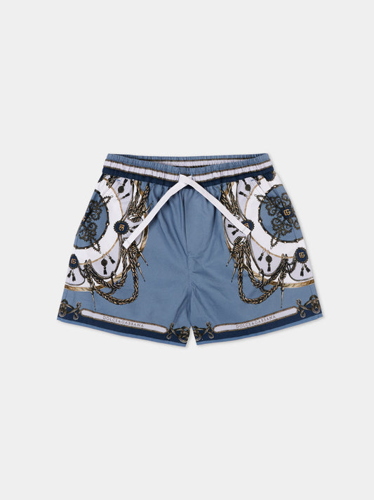 Shorts multicolor per neonato con stampa corde,Dolce & Gabbana Kids,L14Q07 FI5NQ HT5XB