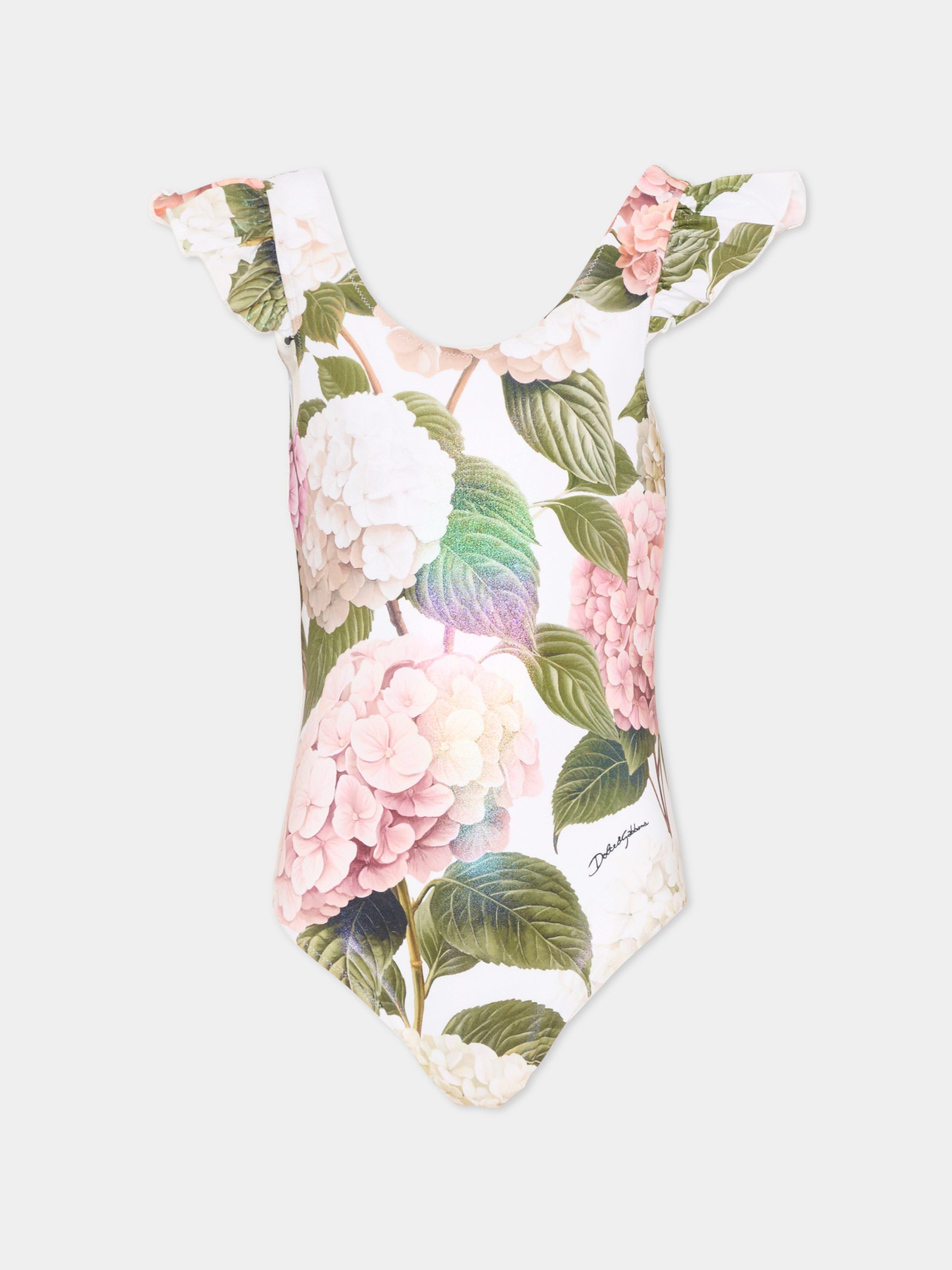 Costume intero multicolor per bambina con stampa floreale,Dolce & Gabbana Kids,L5J869 ON0CB HA5XG