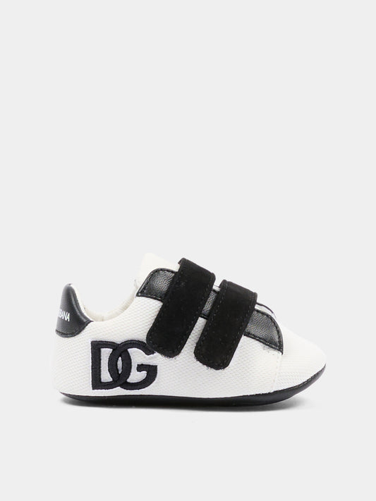Sneakers bianche per neonato con logo DG,Dolce & Gabbana Kids,DK0165 AC108 8B926
