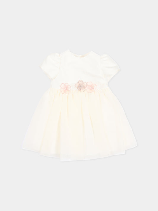 Abito avorio per neonata con fiori,Simonetta,SY1021-T0002 102