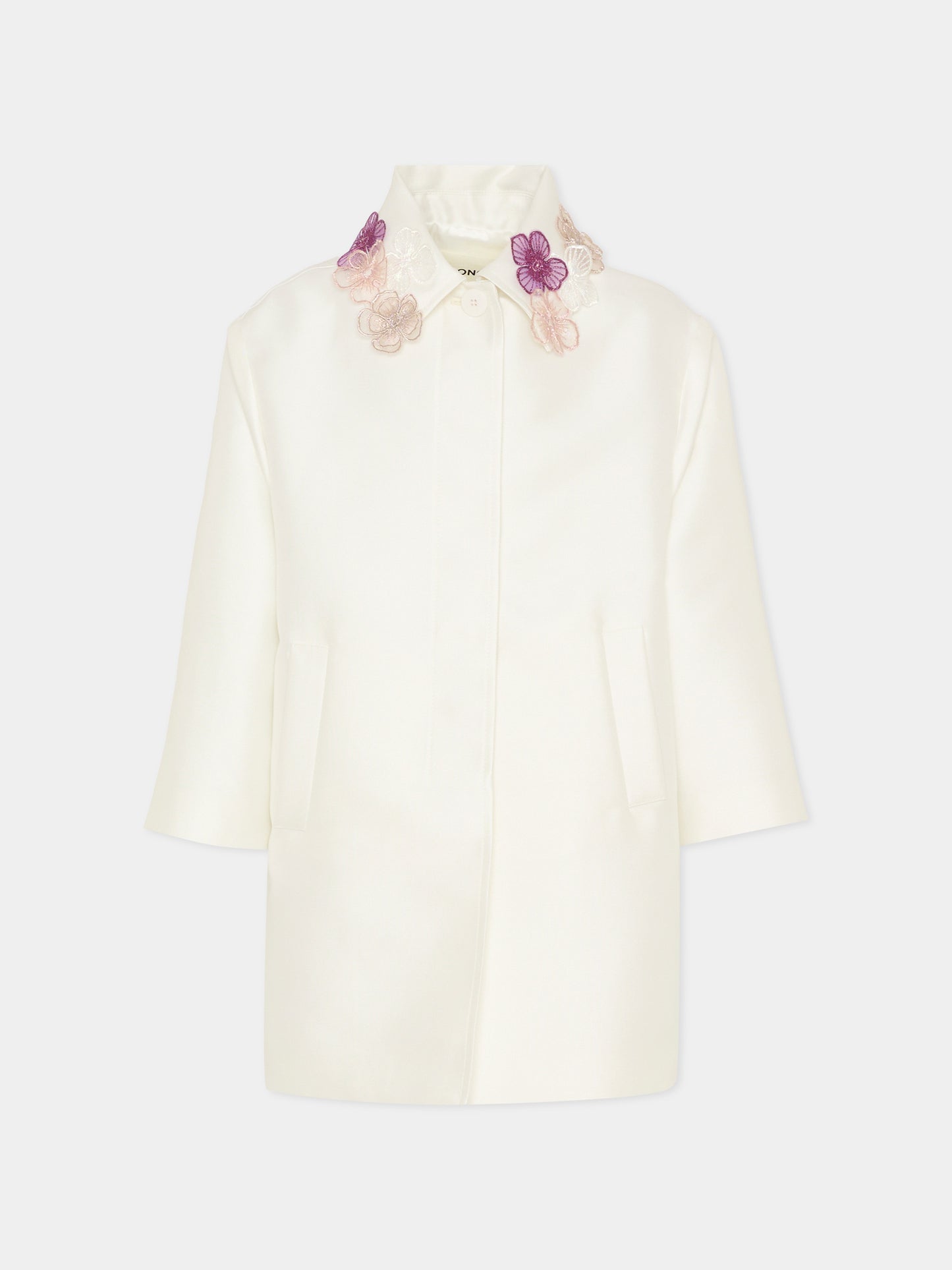 Cappotto avorio per bambina con ricami