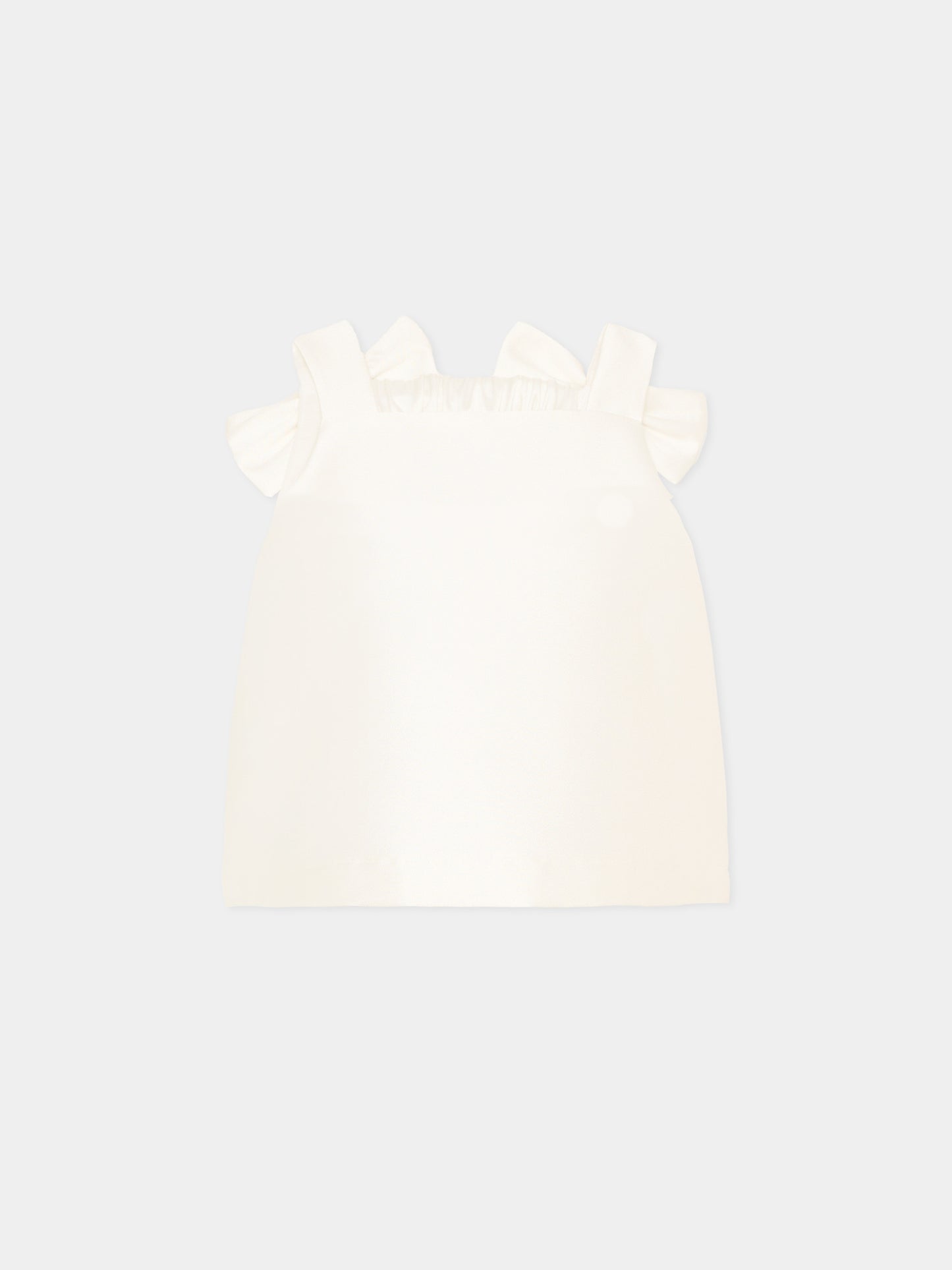 Top avorio per bambina con fiocchi