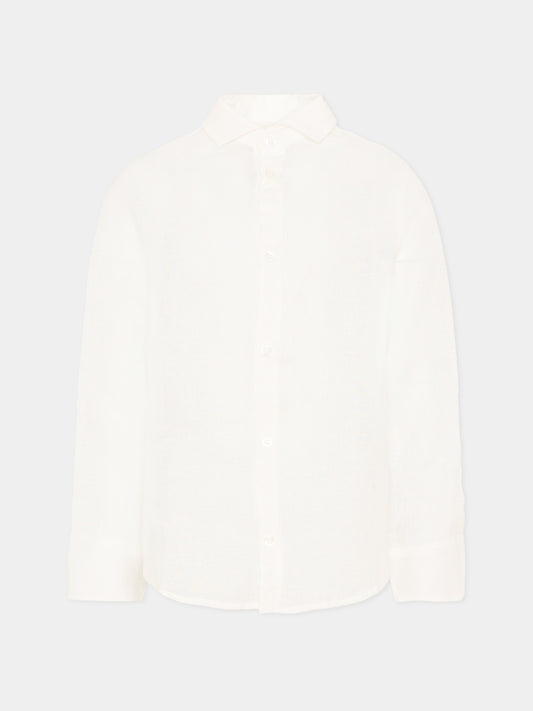 Camicia avorio per bambino con logo,Fay Kids,FY5P10 Z3681 101