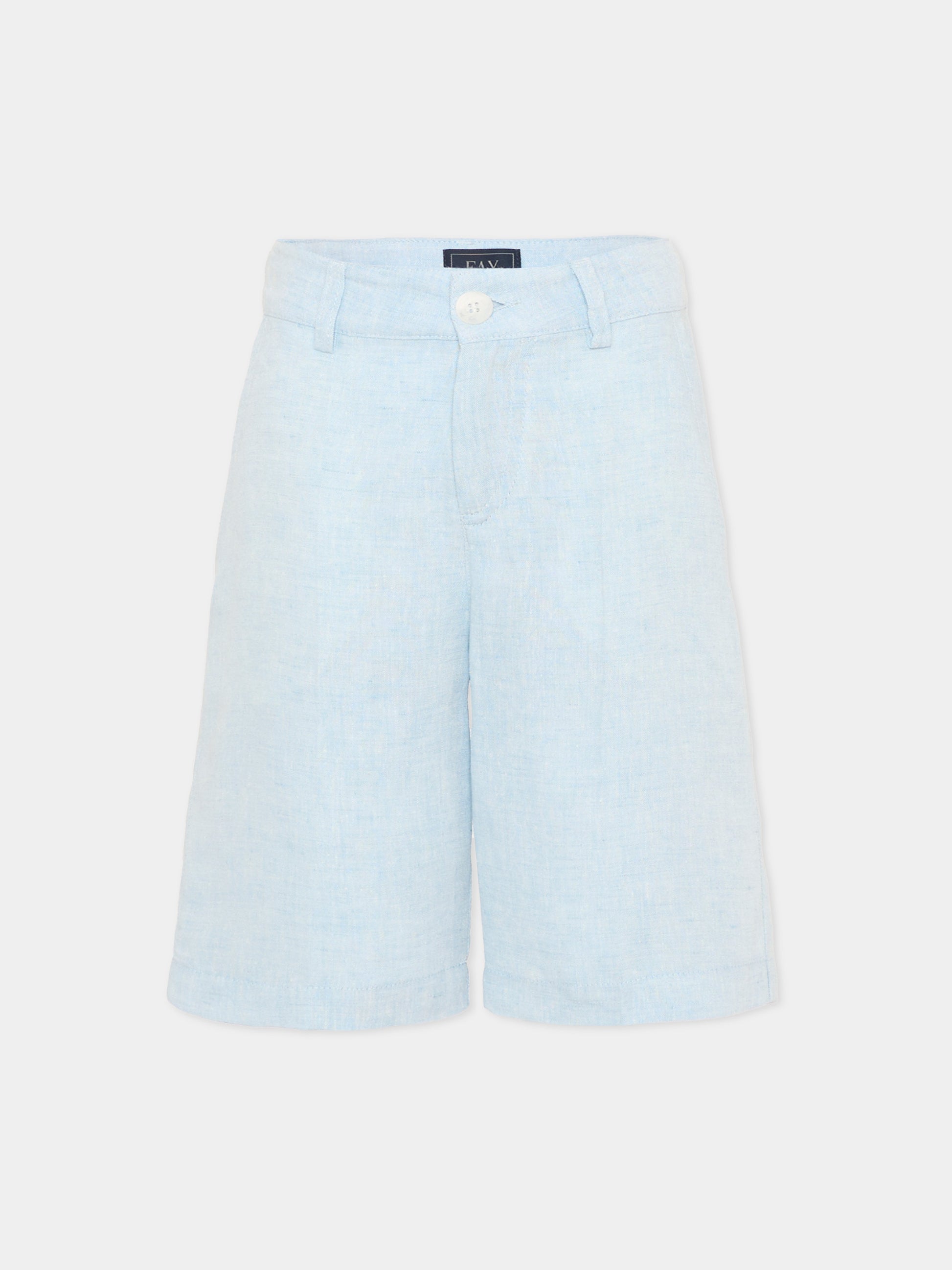 Shorts celeste per bambino in lino,Fay Kids,FY6P99 I0318 607