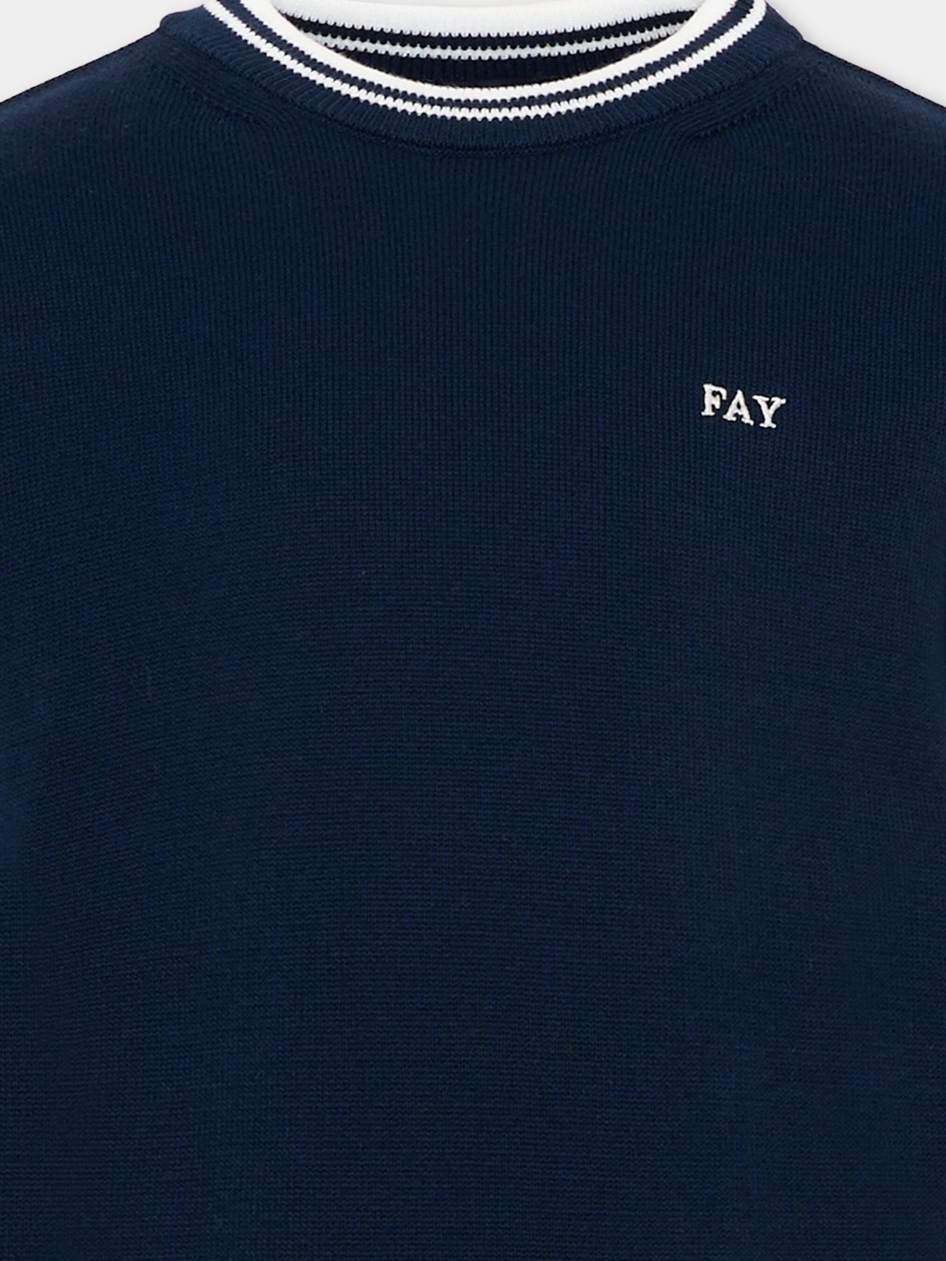Maglia blu per bambino con logo,Fay Kids,FY9P21 Z3668 618