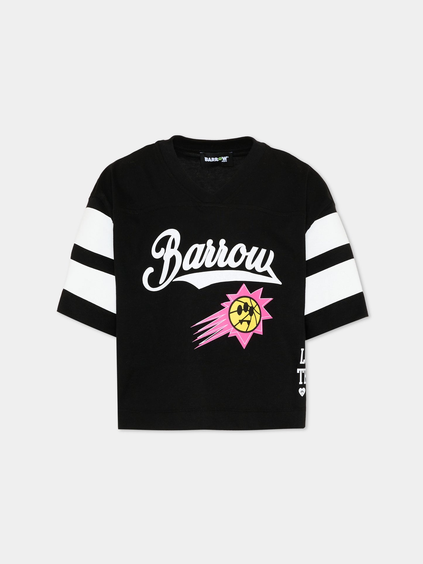 T-Shirt nera per bambina con stampa logo,Barrow,S6BKJGTH138 110