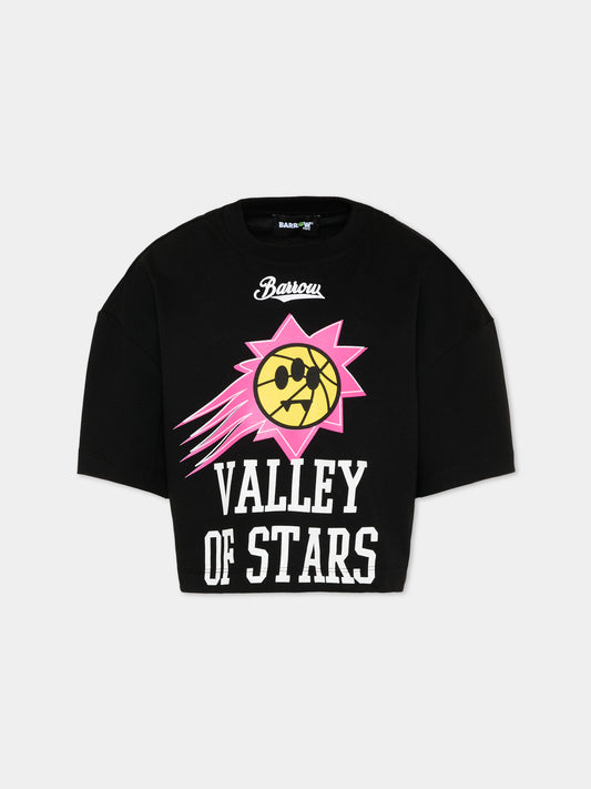 T-Shirt nera per bambina con logo,Barrow,S6BKJGTH139 110