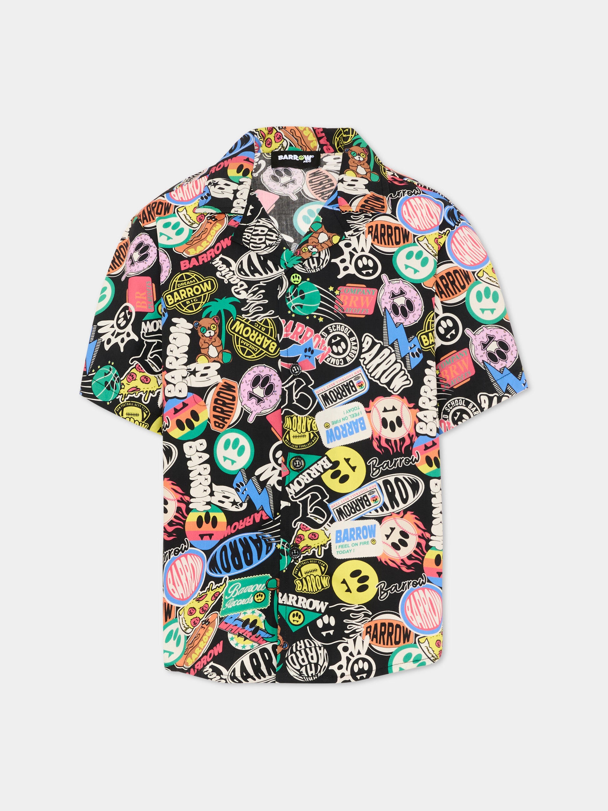 Camicia multicolor per bambino con stampe,Barrow,S6BKJUSI054 140