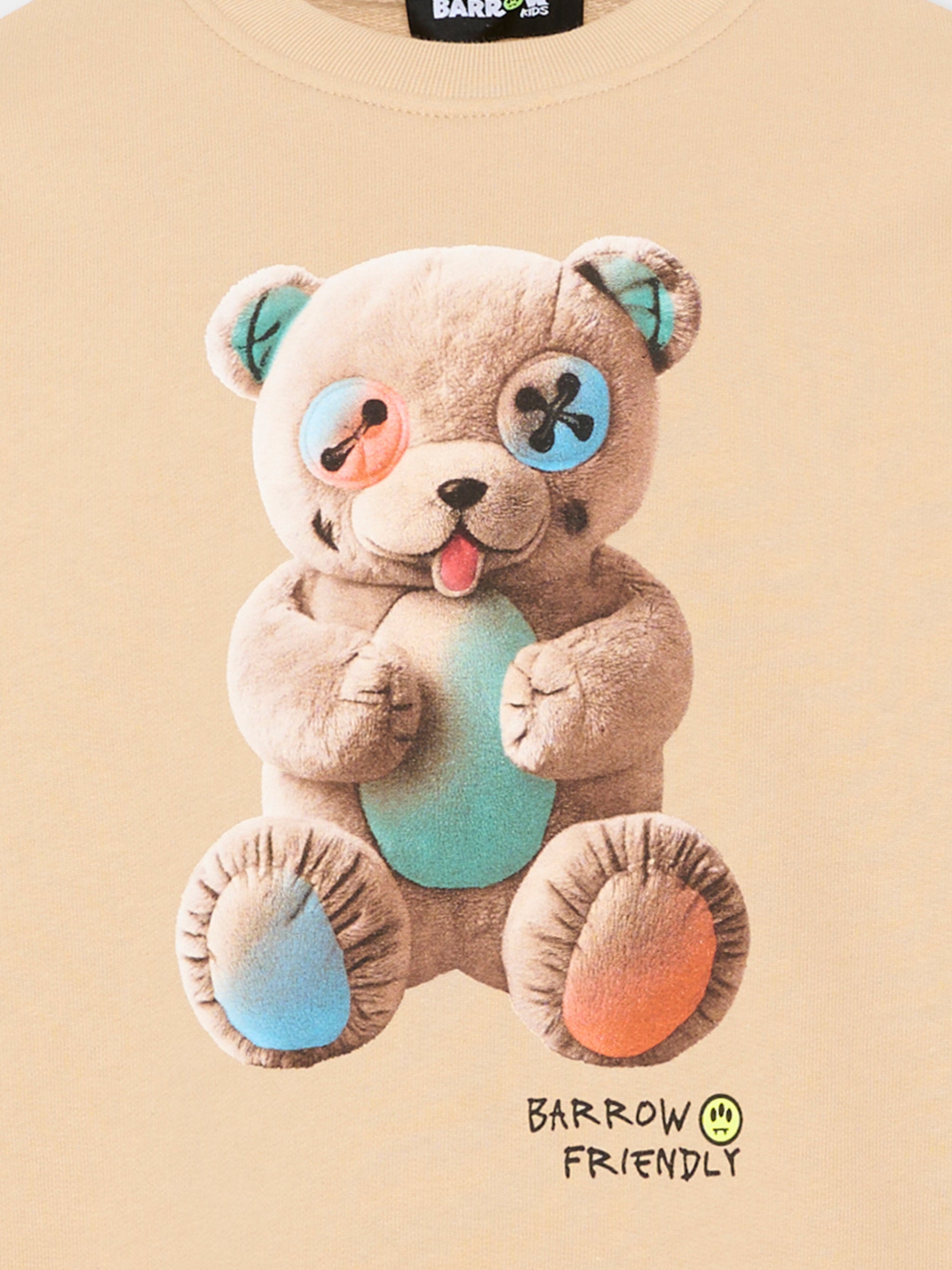 Felpa beige per bambini con orsetto,Barrow,S6BKJUSW005 092