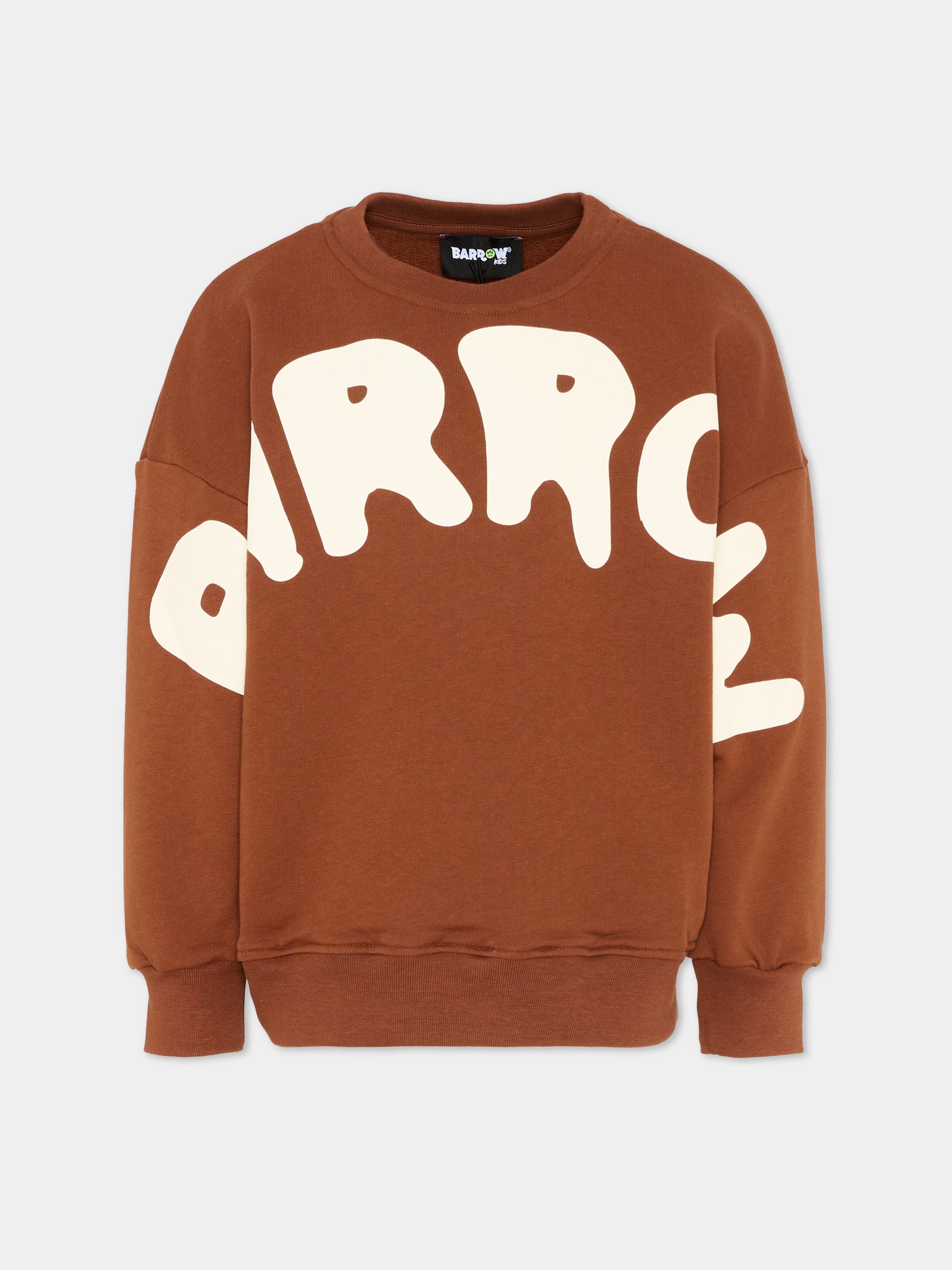 Felpa marrone Barrow per bambini con logo,Barrow,S6BKJUSW016 920