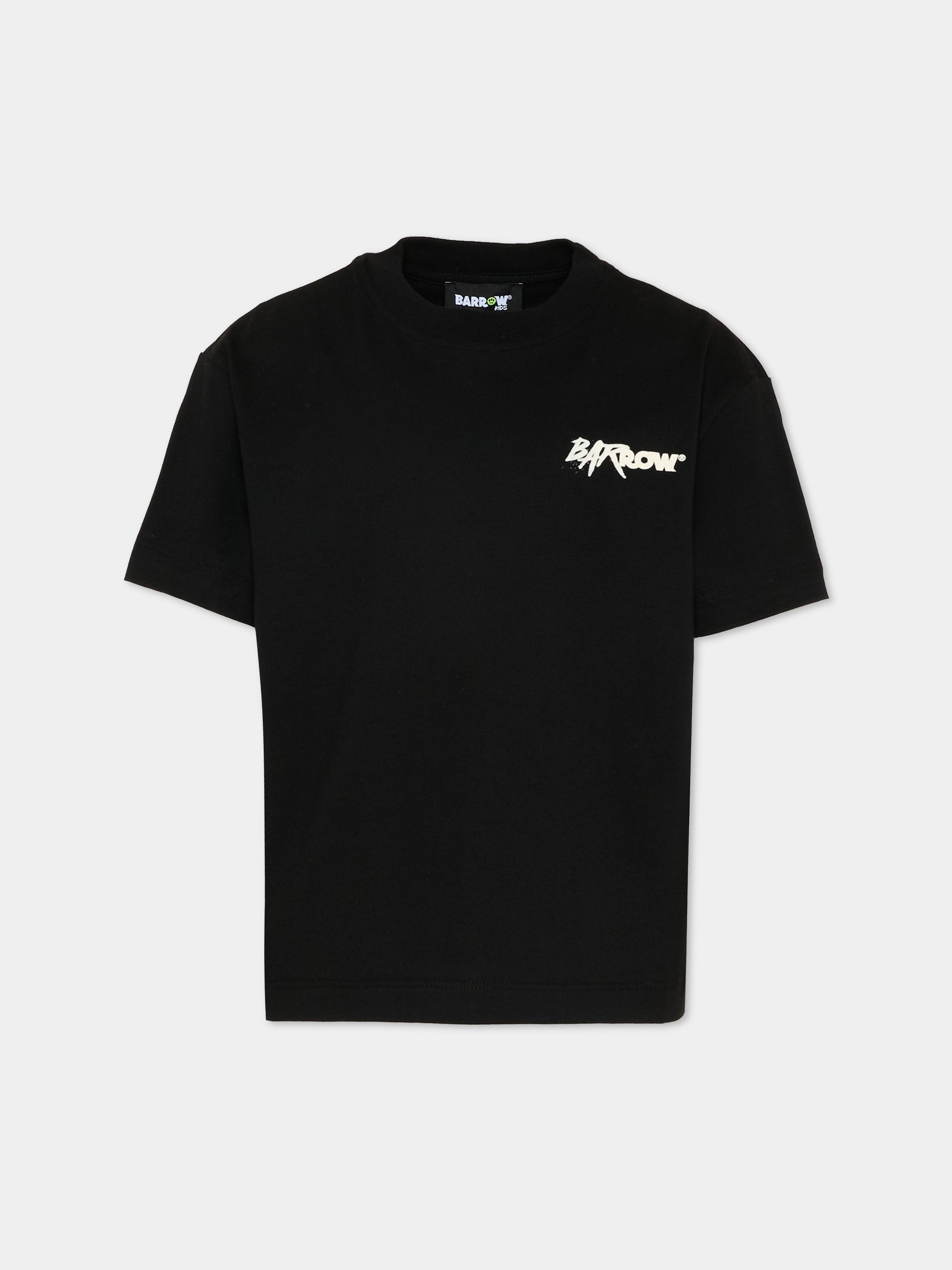 T-Shirt nera per bambino con stampa logo,Barrow,S6BKJUTH062 110