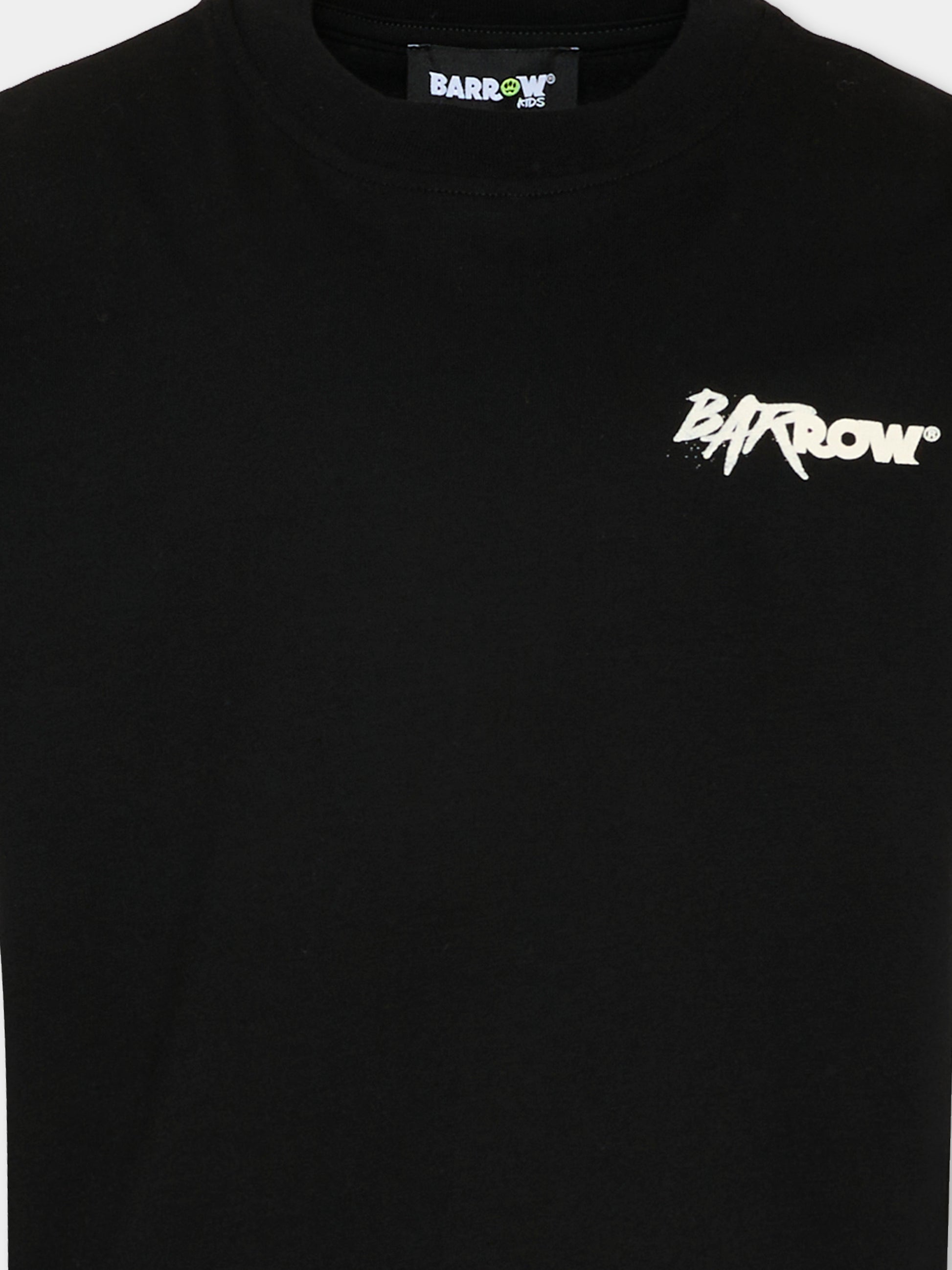 T-Shirt nera per bambino con stampa logo,Barrow,S6BKJUTH062 110