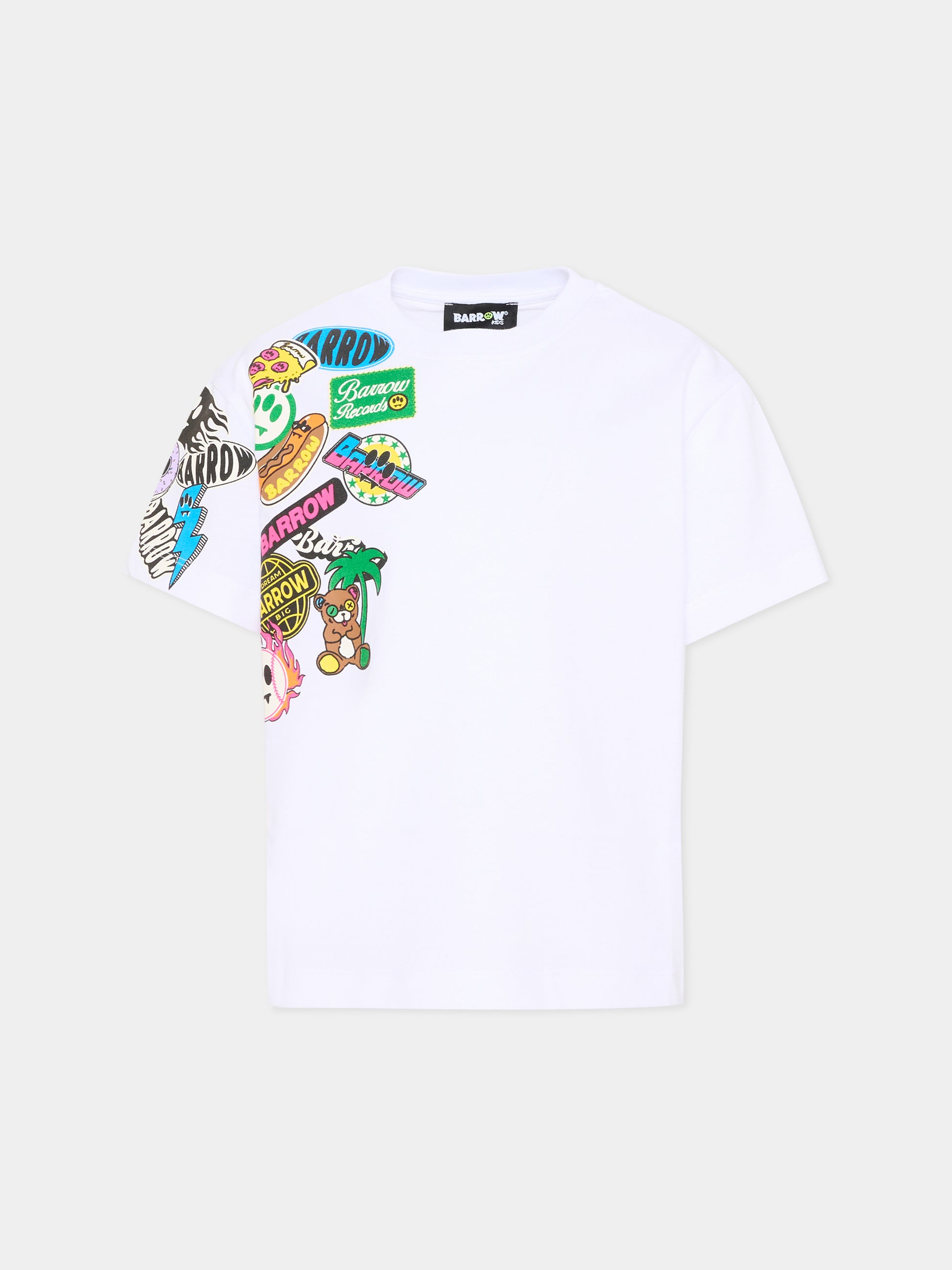 T-Shirt bianca per bambino con stampe pop,Barrow,S6BKJUTH073 002