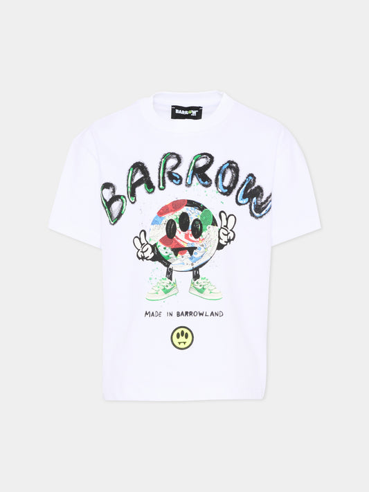 T-Shirt bianca per bambino con smiley,Barrow,S6BKJUTH094 002