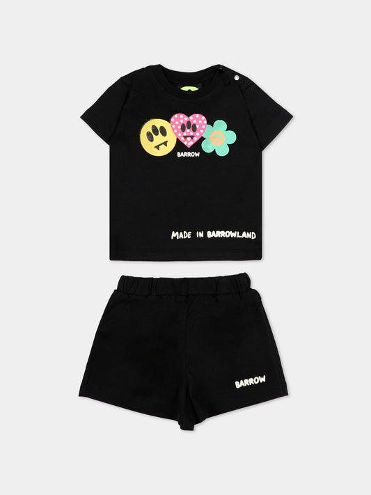 Completo sportivo nero per neonata con stampe pop,Barrow,S6BKNGTR198 110