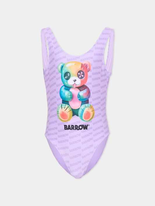Costume intero lilla per bambina con orsetto,Barrow,S6BKJGSM236 071