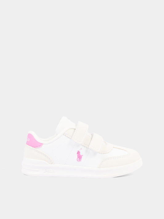 Sneakers bianche per bambina con Polo Pony,Ralph Lauren Kids,RL04949102
