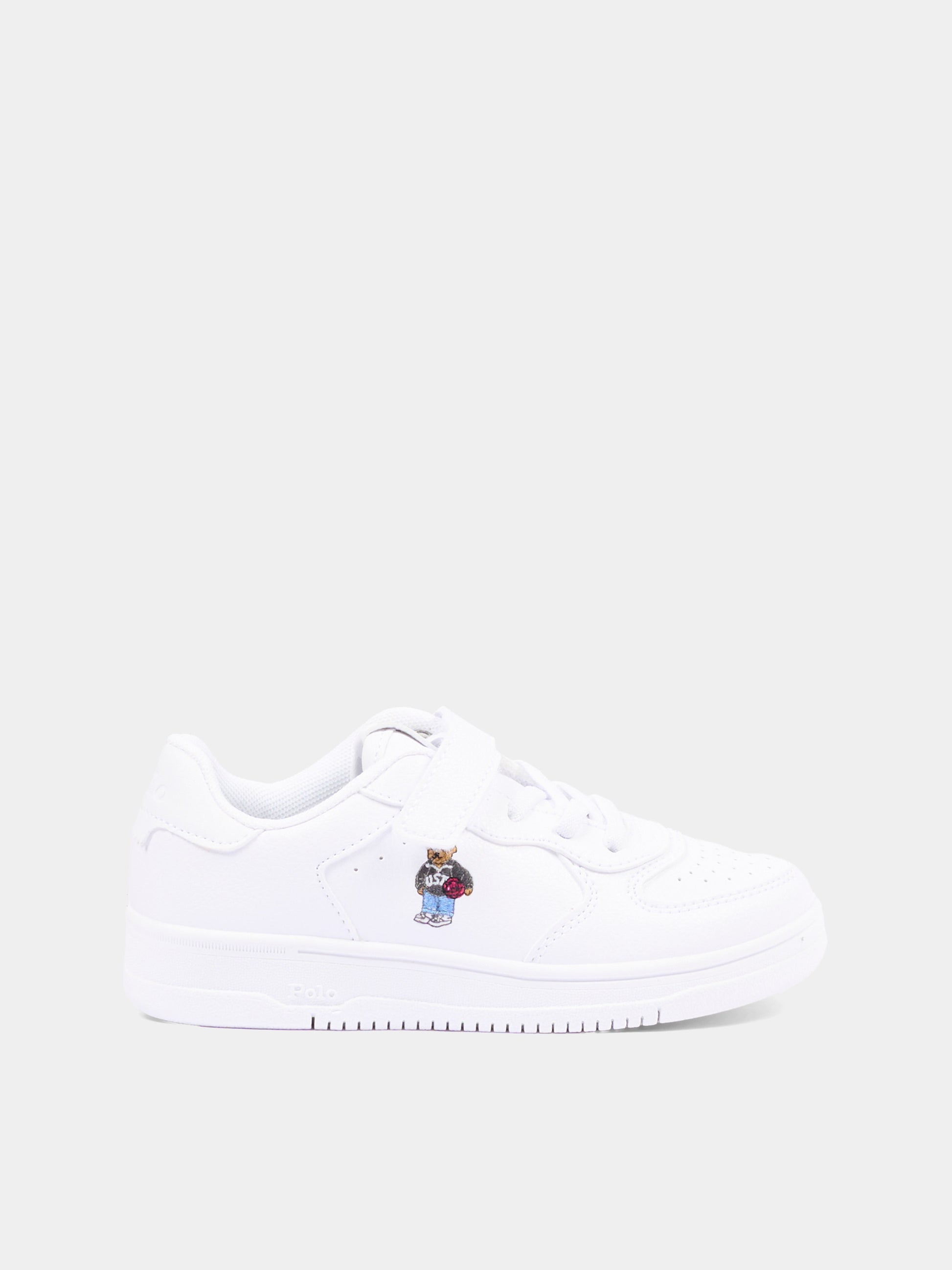 Sneakers bianche per bambini con Polo Bear,Ralph Lauren Kids,RL05011101