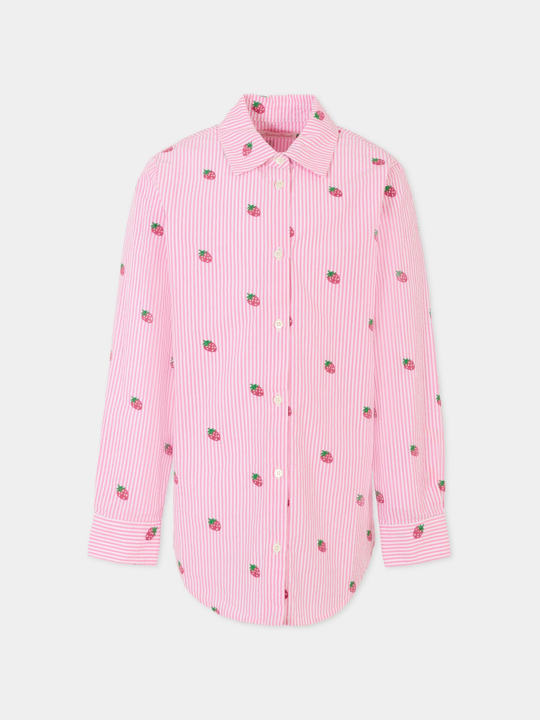 Camicia rosa per bambina con fragole,Mc2 Saint Barth,BRIG003 01430H