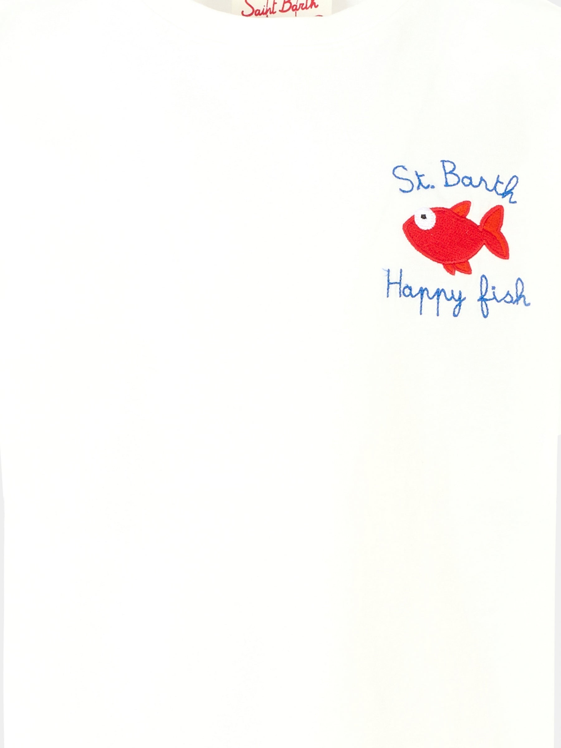 T-shirt bianca per bambino con pesce rosso,Mc2 Saint Barth,POT0002 04718H