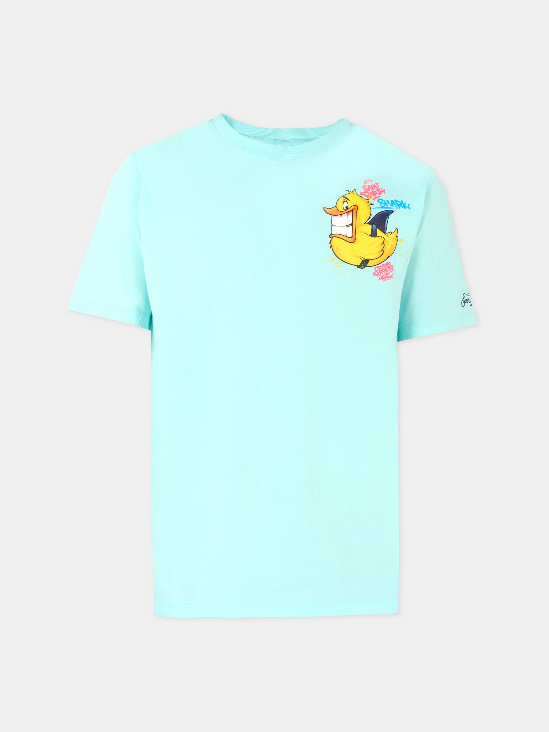 T-shirt celeste per neonato con stampa papera Crypto Puppets,Mc2 Saint Barth,POT0002 06130D