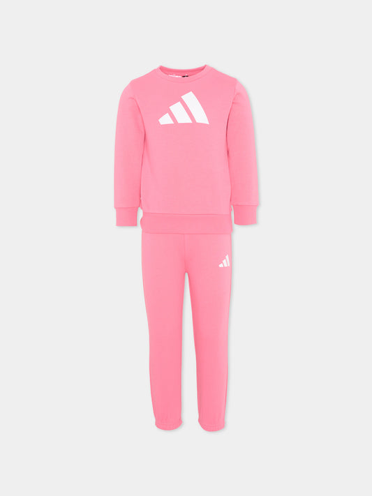 Completo sportivo rosa per bambina con logo,Adidas,JW2462