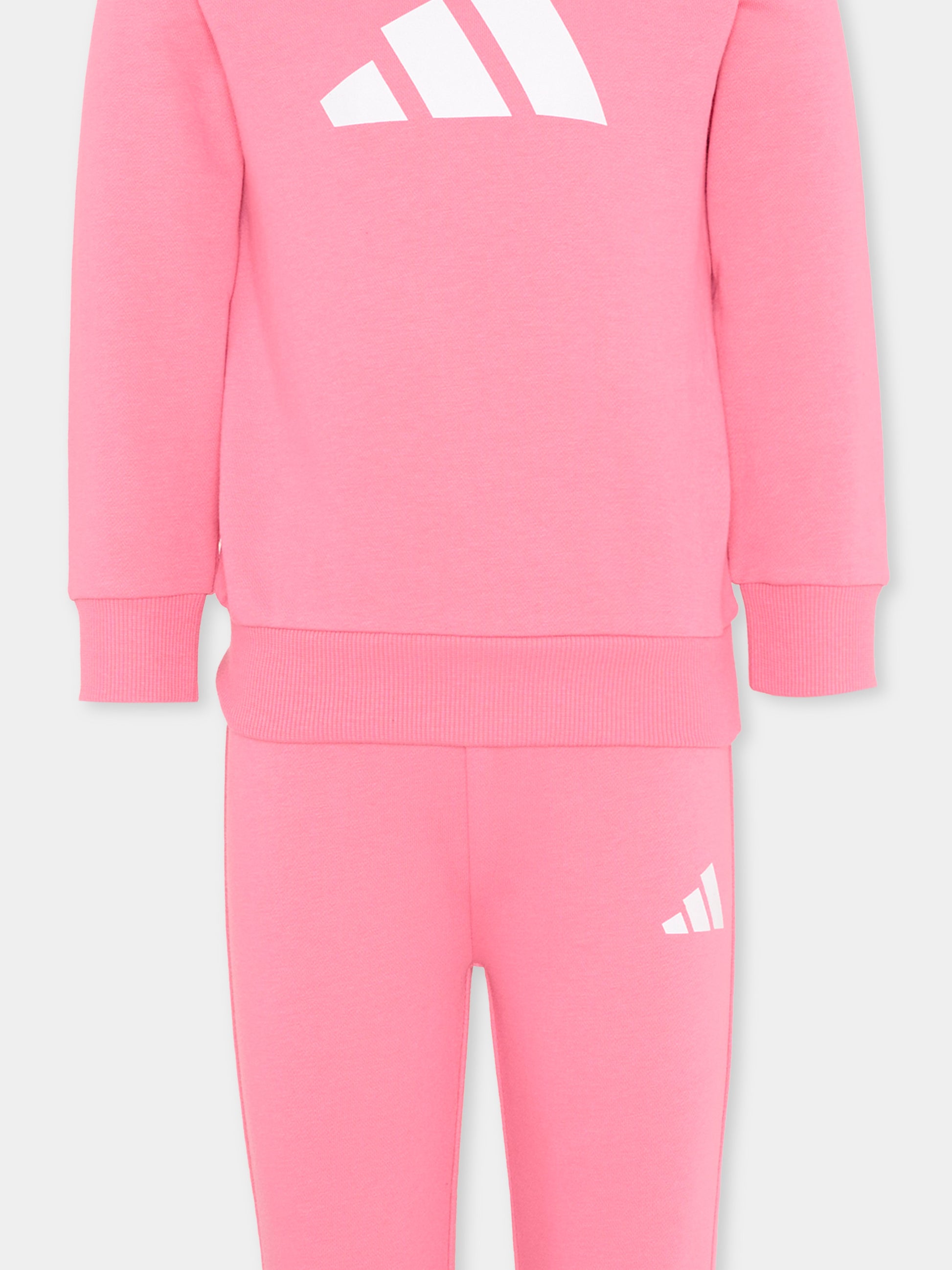 Completo sportivo rosa per bambina con logo,Adidas,JW2462