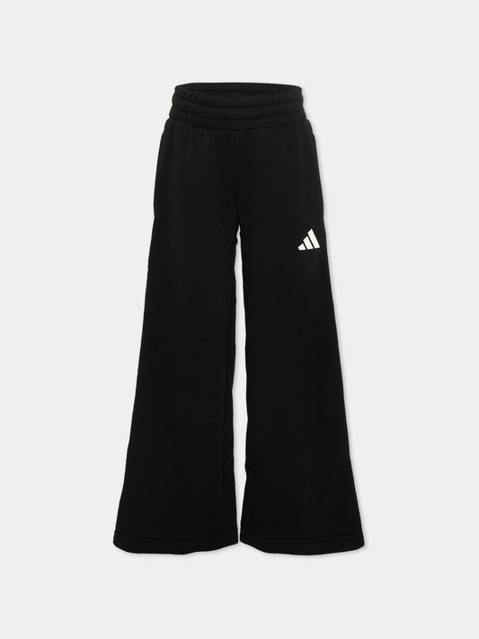 Pantalone sportivo nero per bambina con logo,Adidas,KC4644