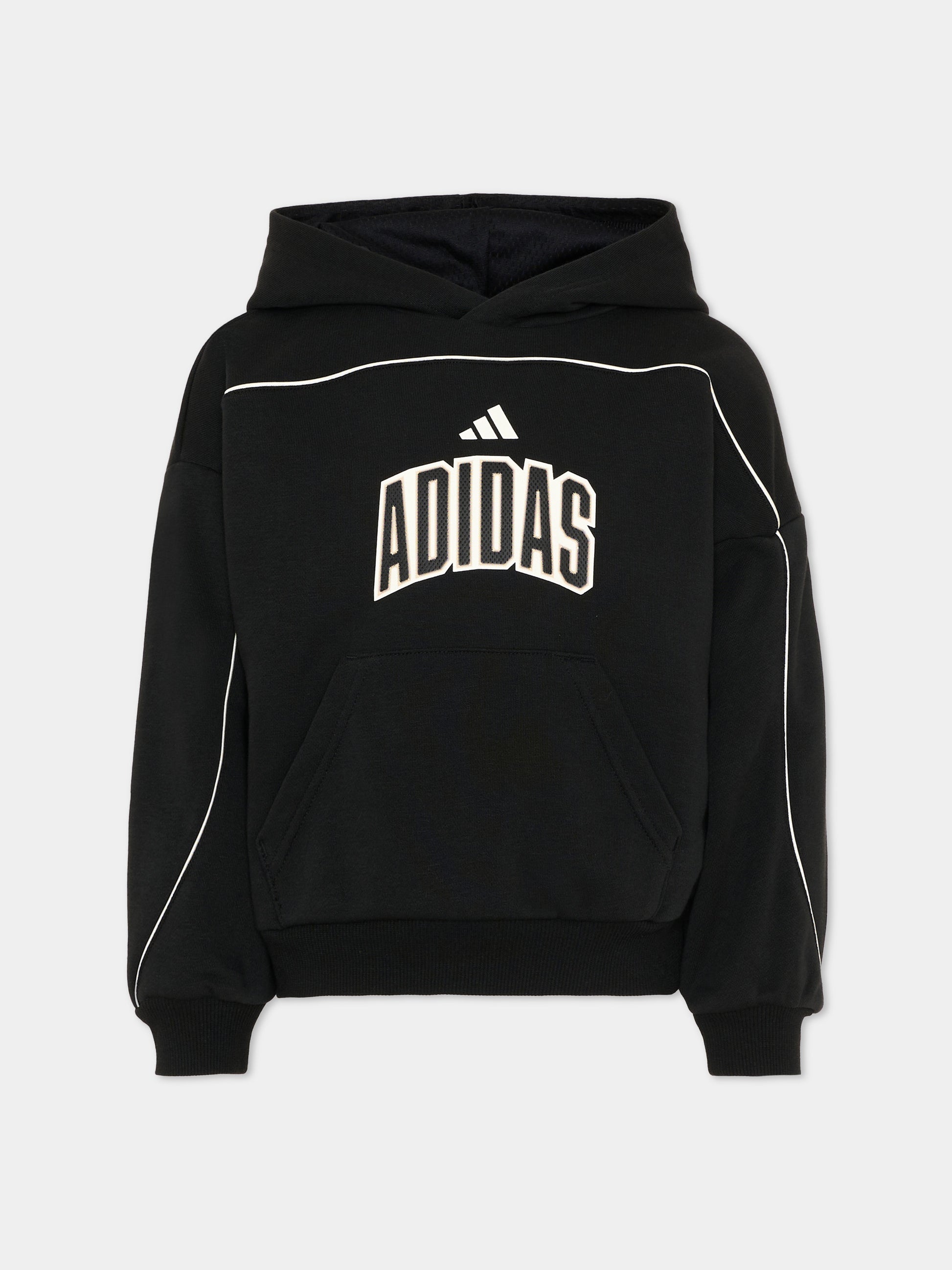 Felpa nera per bambina con logo,Adidas,KC4645
