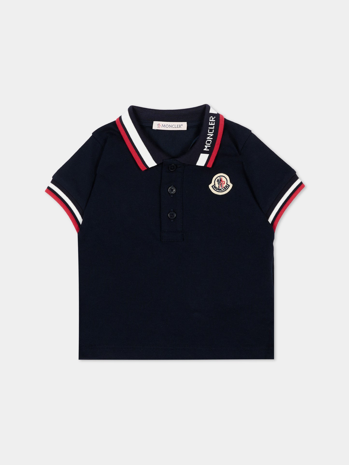 Polo blu per neonati con logo,Moncler Kids,L1951 8A00002 8496F 778