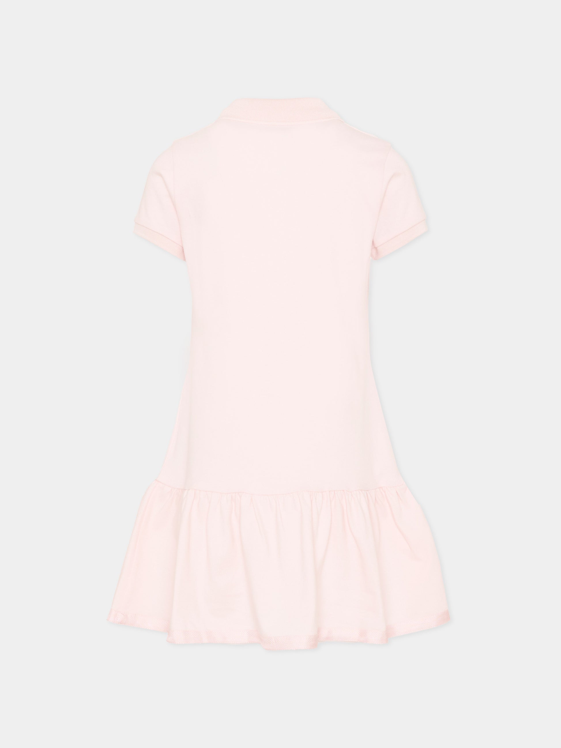 Vestito rosa polo per bambina con logo,Moncler Kids,L1954 8I00014 8496F 503