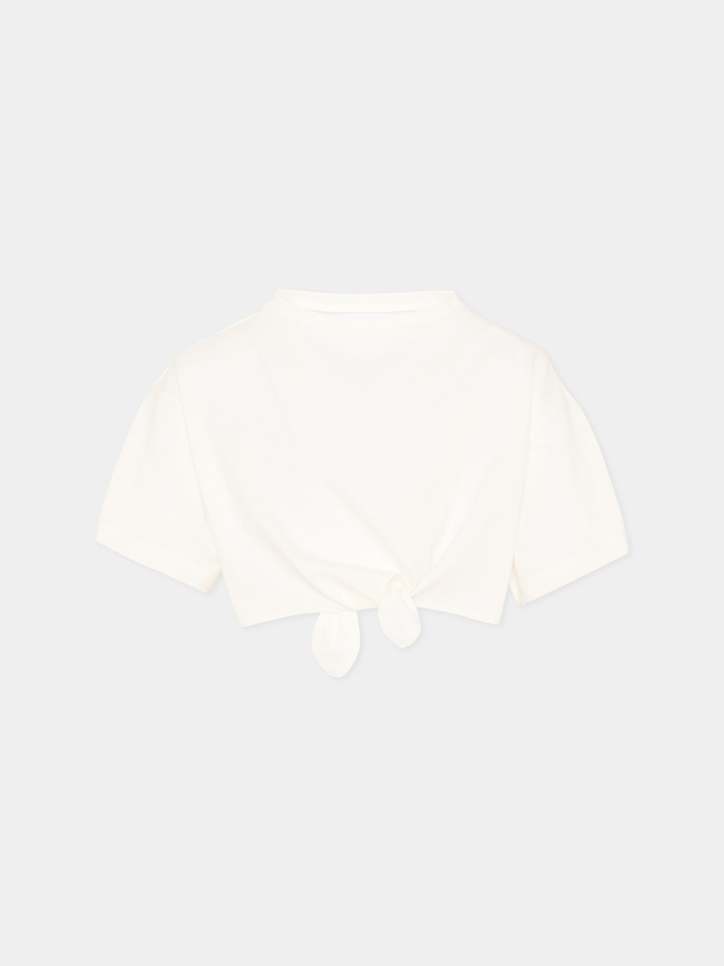 T-Shirt avorio per bambina cropped,Douuod Kids,DY8A11-Z3708 101