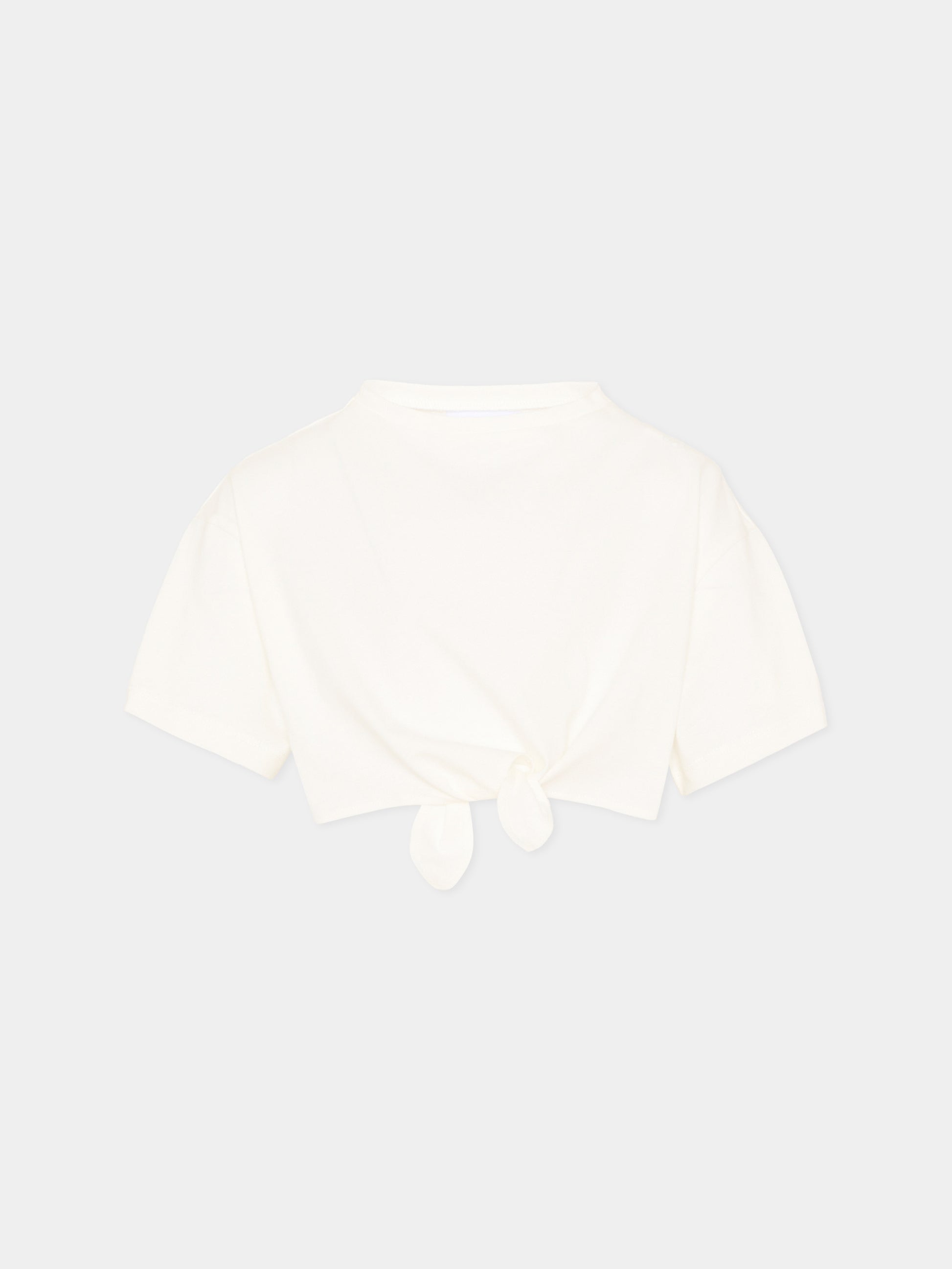 T-Shirt avorio per bambina cropped,Douuod Kids,DY8A11-Z3708 101