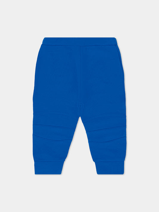 Pantaloni azzurri per neonato con logo,Balmain Kids,6R6540 Z0001 612BC