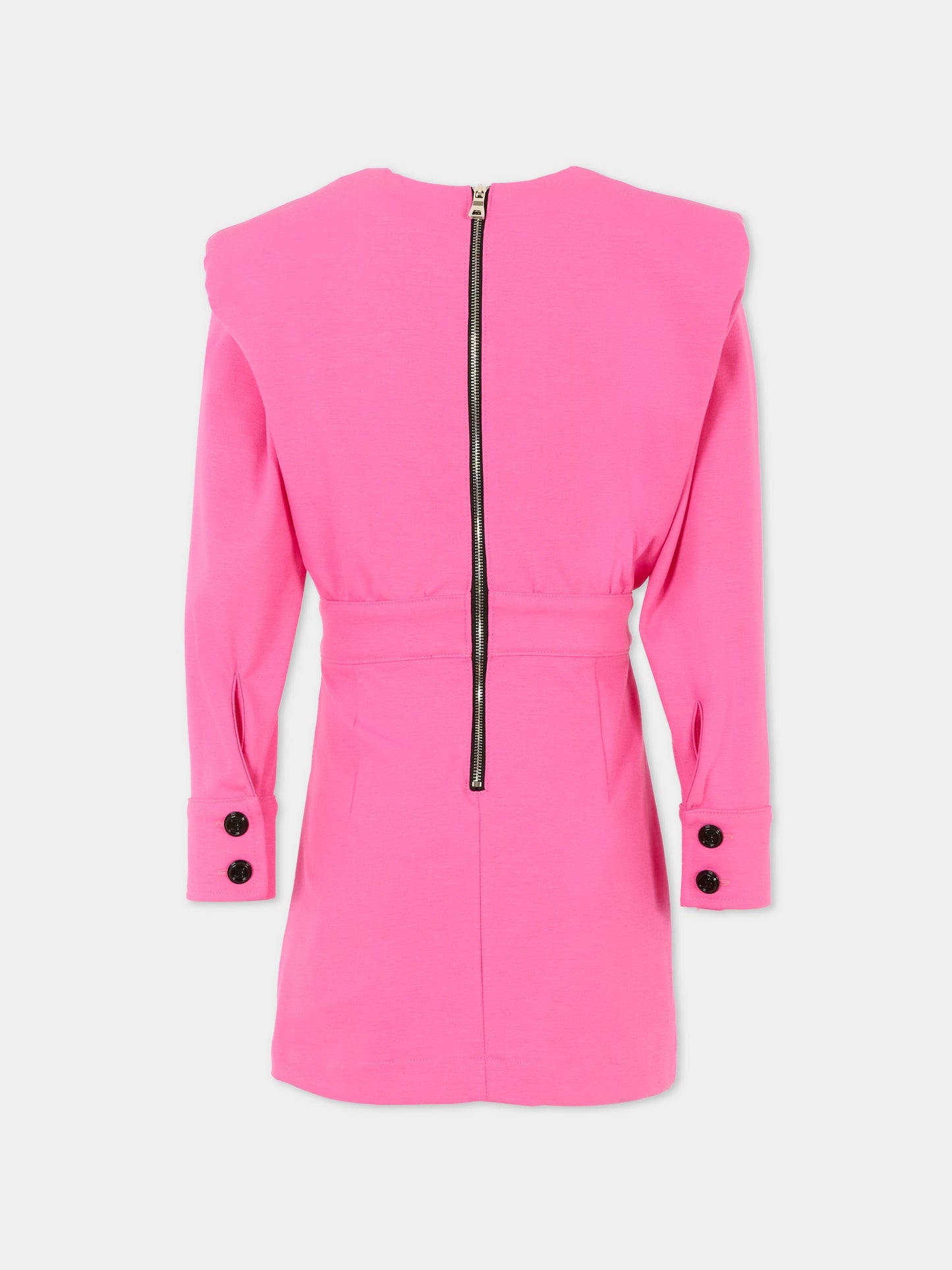 Vestito fucsia per bambina con logo,Balmain Kids,6R1C70 J0035 514