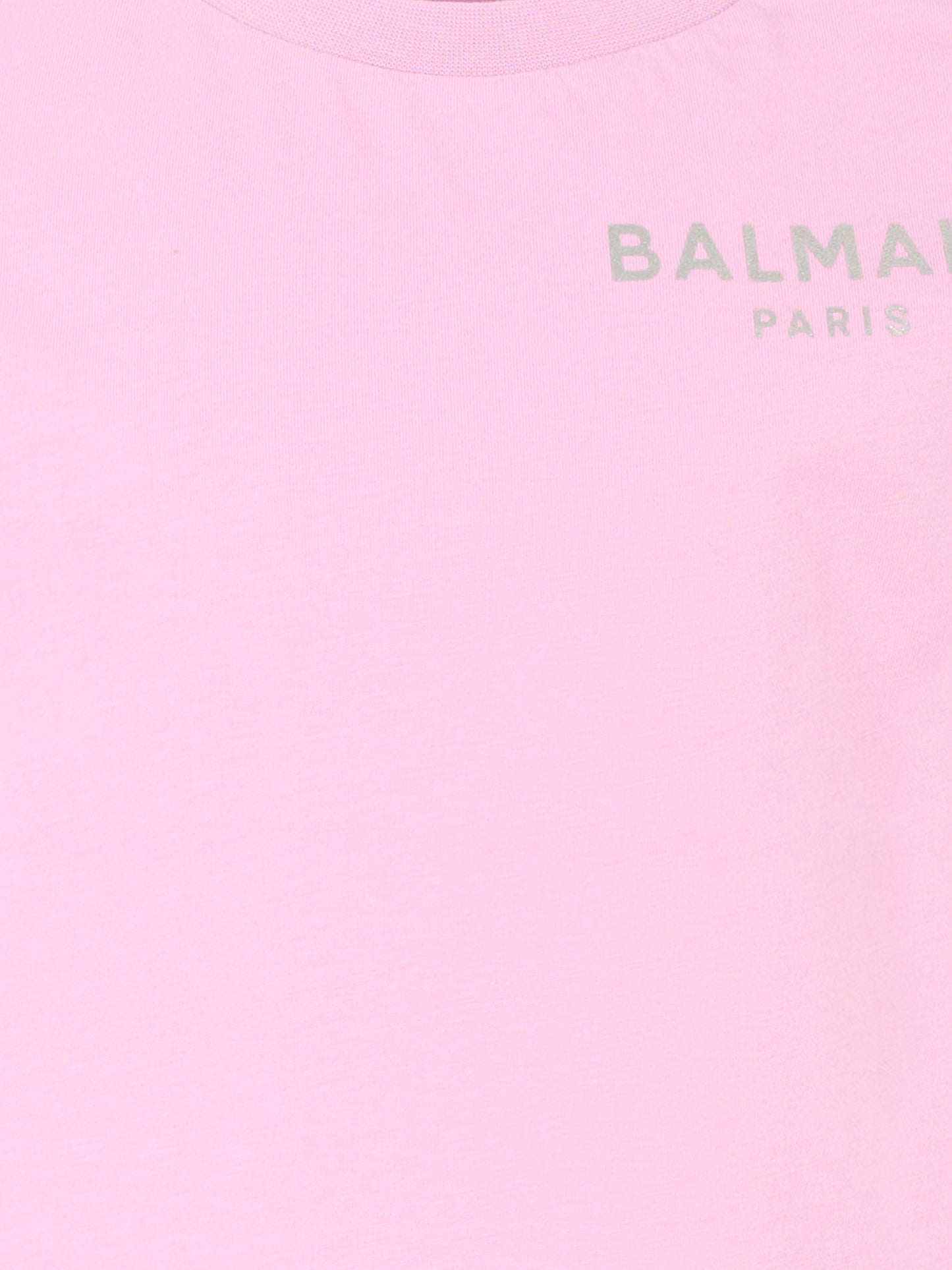 T-shirt lilla per bambina con logo argentato,Balmain Kids,BT8A11 Z0057 519