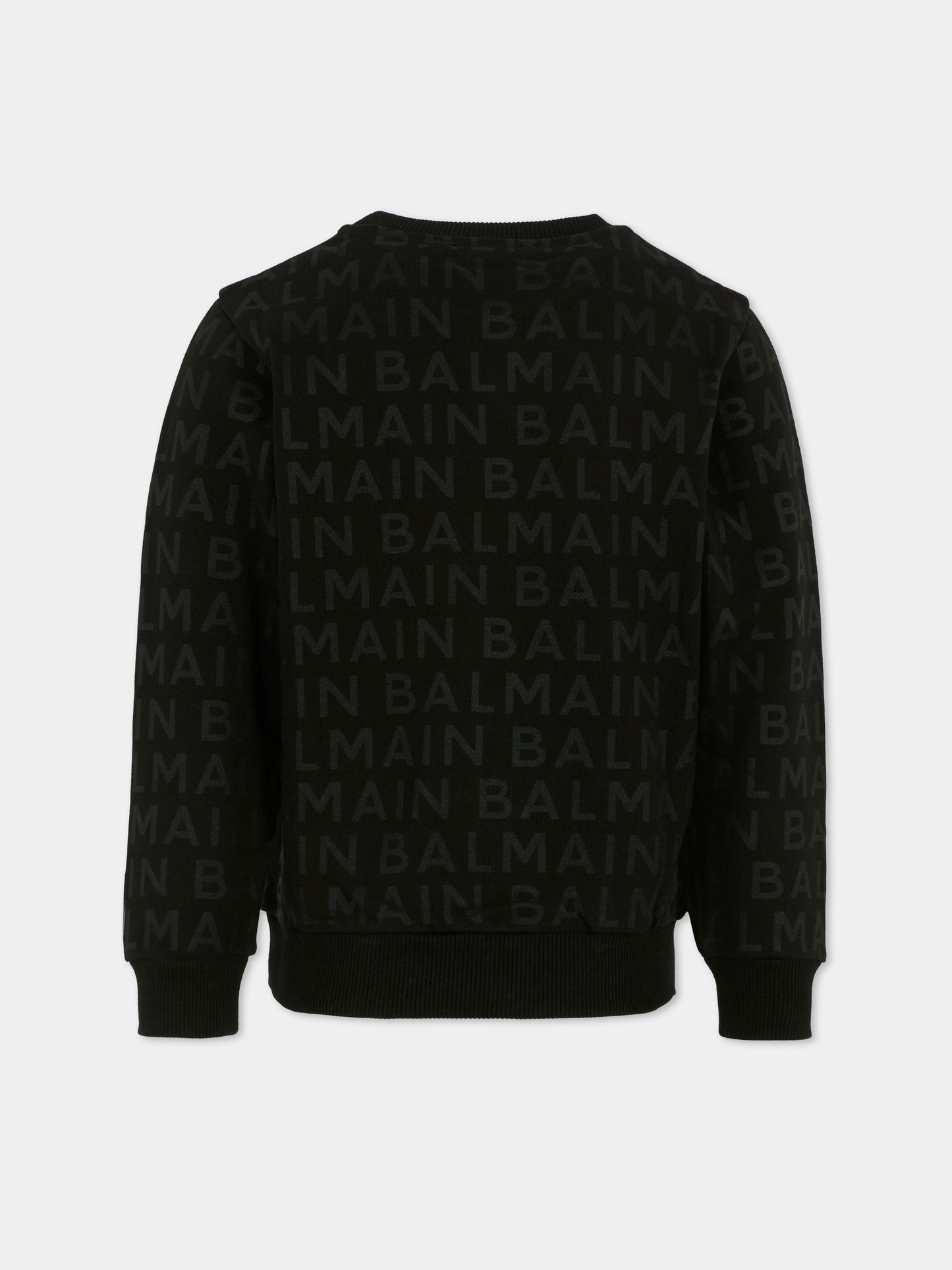 Felpa nera per bambini con logo,Balmain Kids,BT4P90 Z1524 930NE