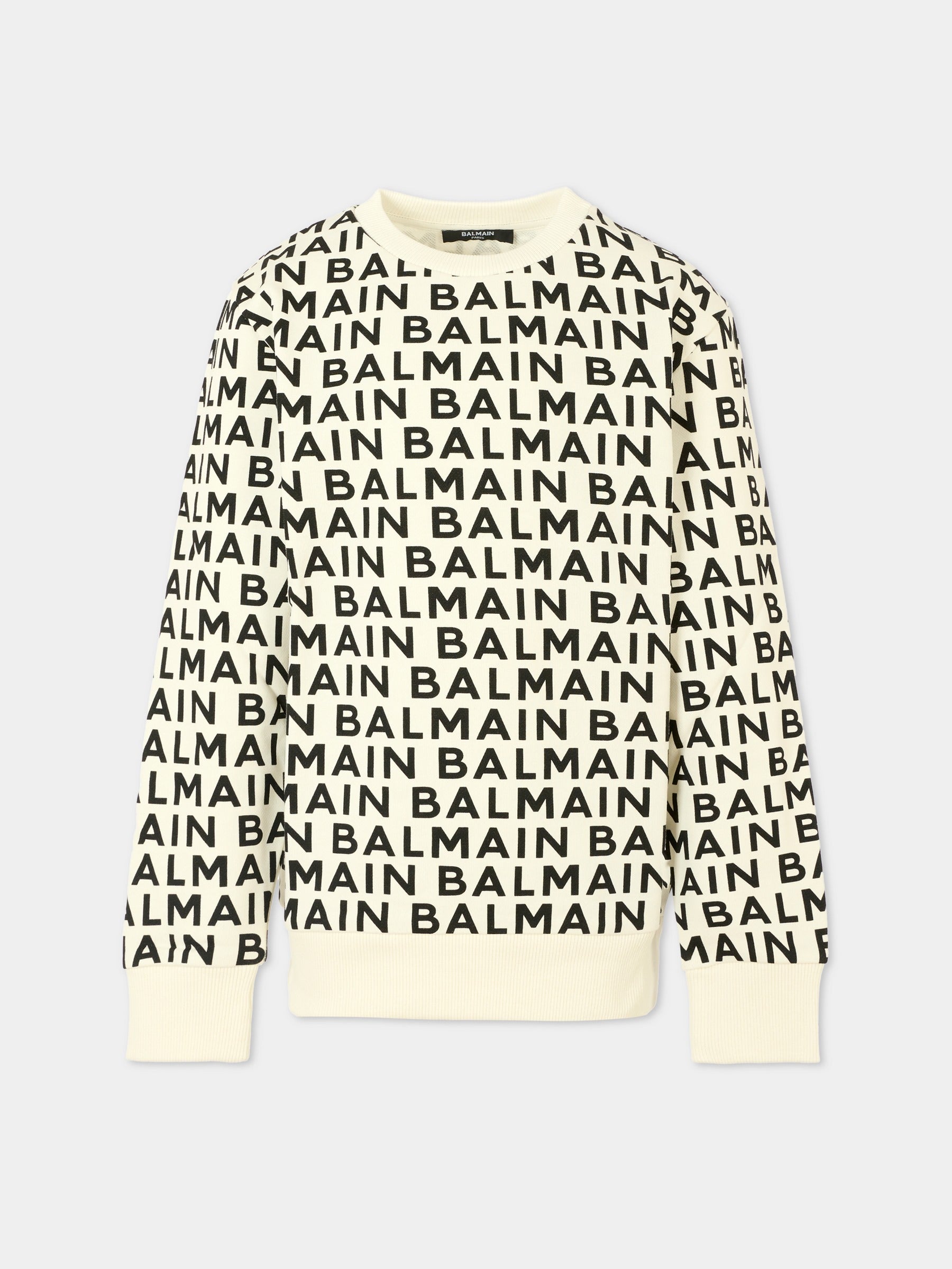 Felpa avorio per bambini con logo,Balmain Kids,BT4Q50 Z1558 102NE