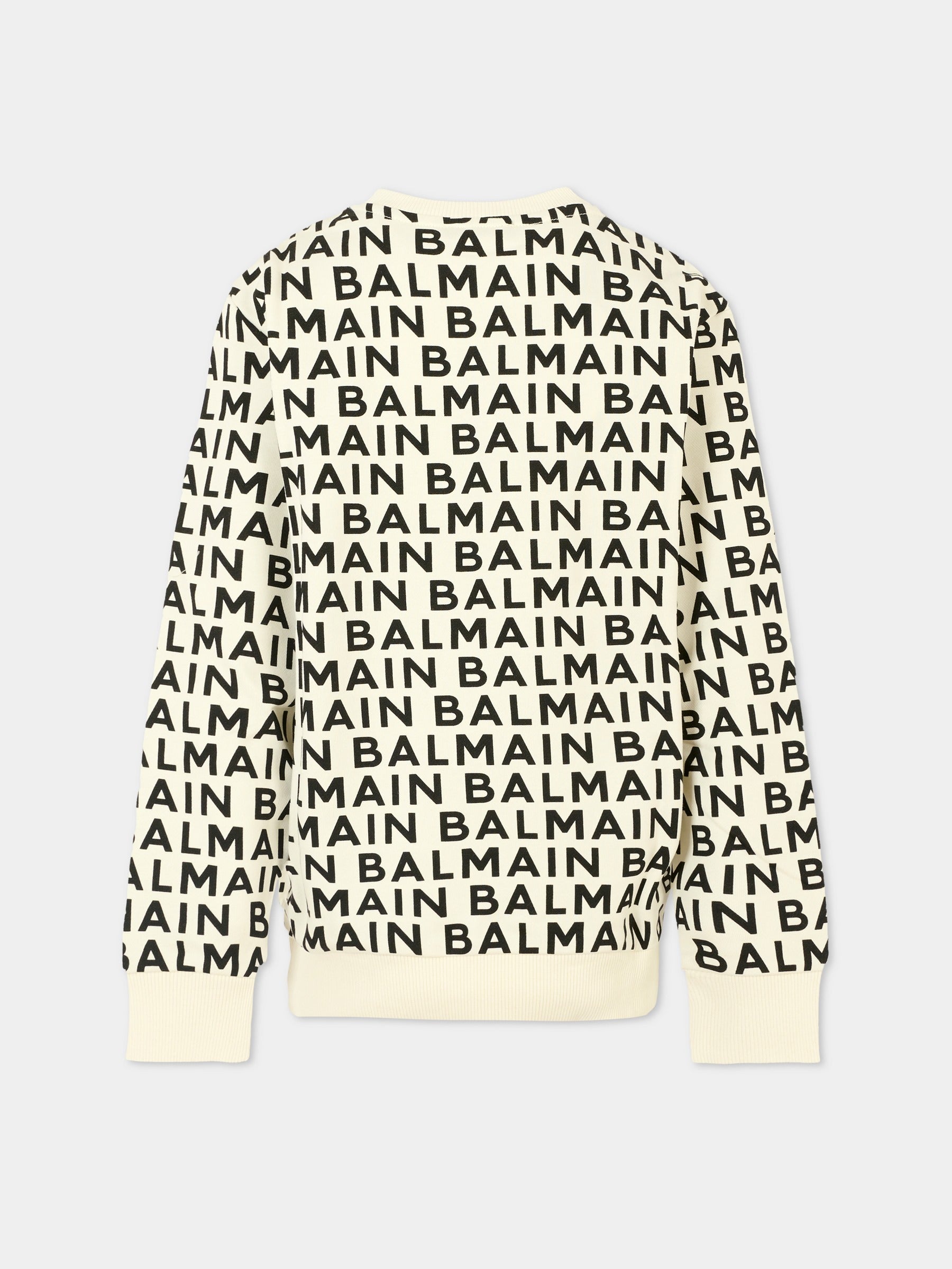 Felpa avorio per bambini con logo,Balmain Kids,BT4Q50 Z1558 102NE