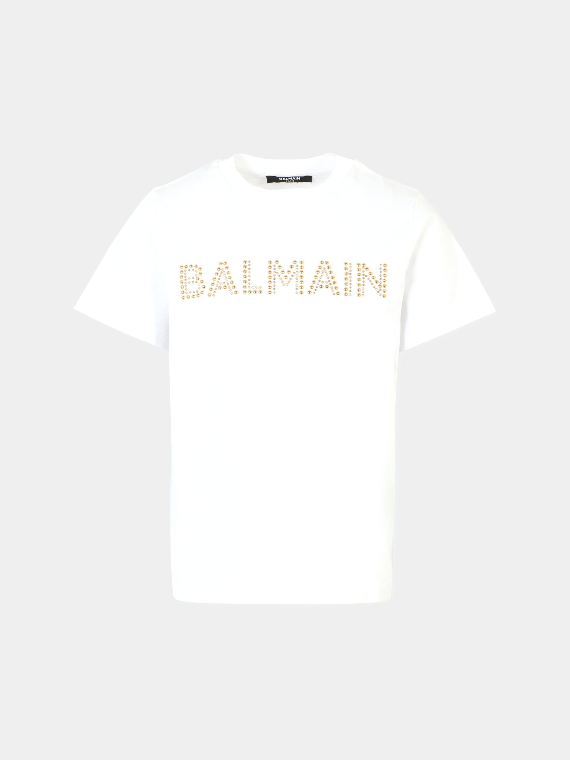 T-shirt bianca per bambina con logo,Balmain Kids,BT8Q51 J0177 100OR