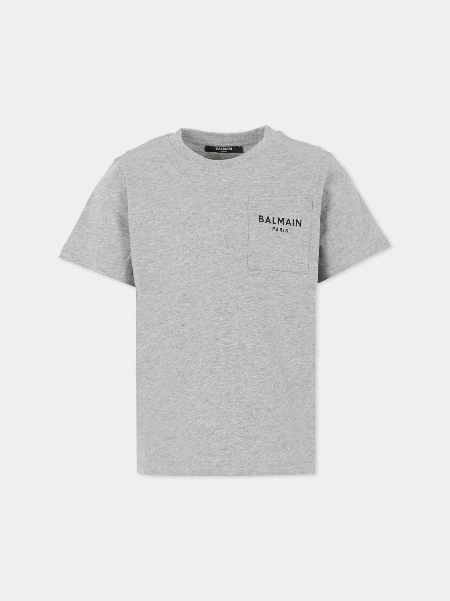 T-shirt grigia per bambini con logo,Balmain Kids,BT8P21 Z0207 904