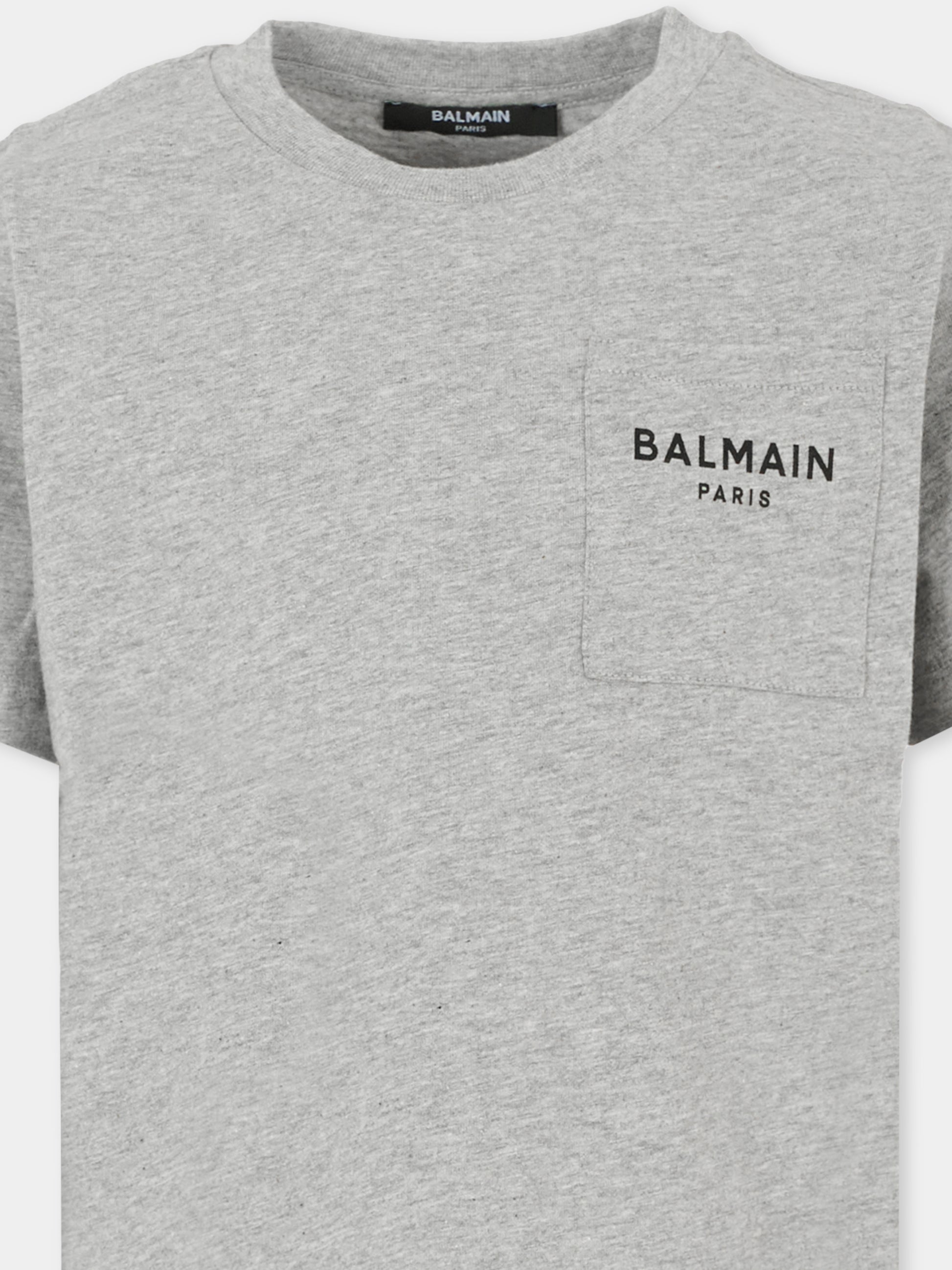 T-shirt grigia per bambini con logo,Balmain Kids,BT8P21 Z0207 904
