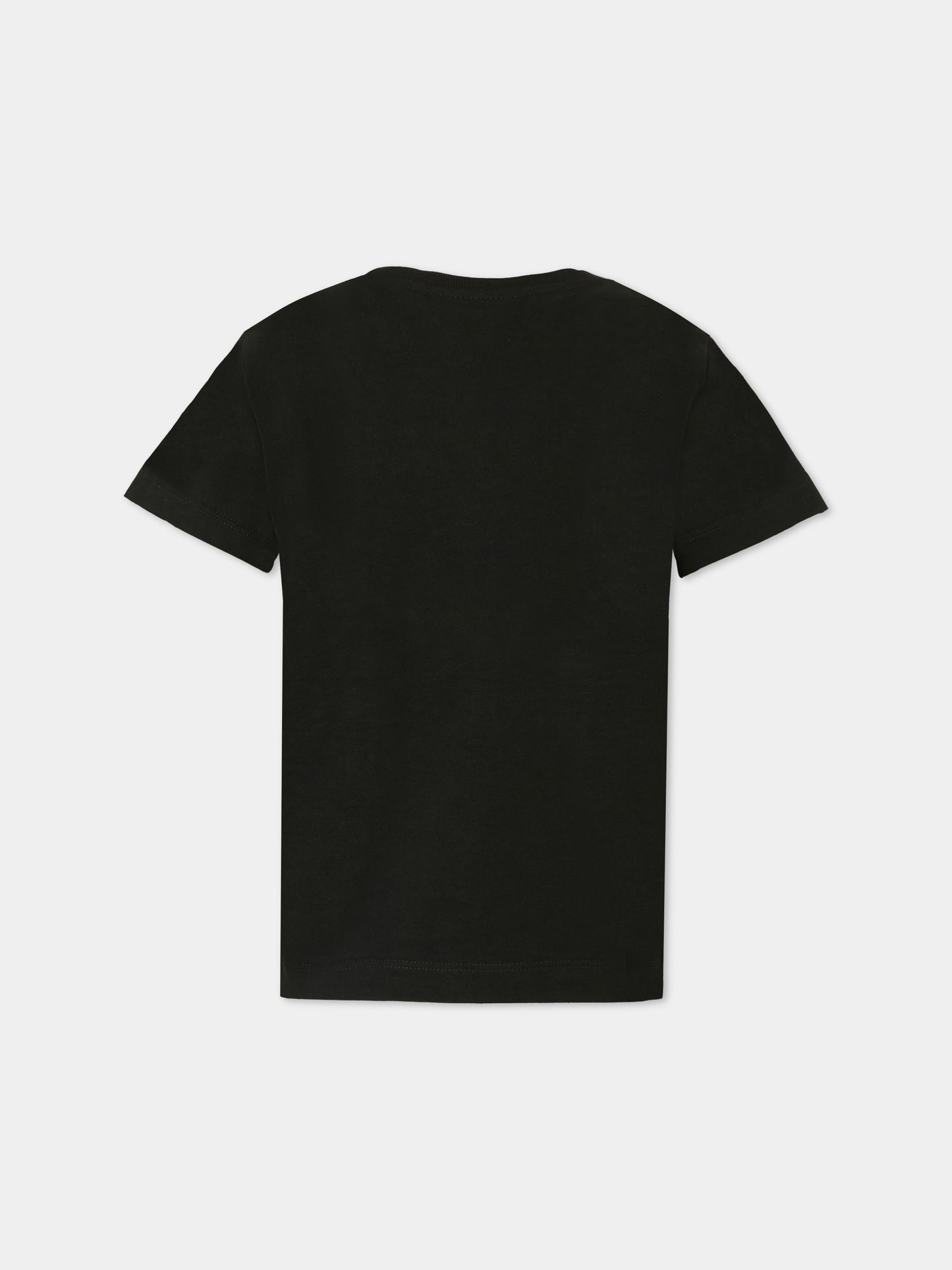 T-shirt nera per bambina con paillettes,Balmain Kids,BT8C31 J0177 930