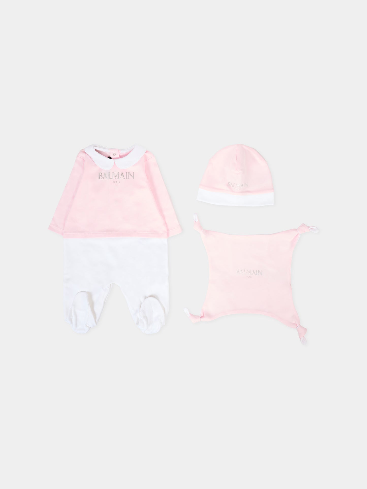Set rosa per neonata con logo,Balmain Kids,BTB630 Z1769 540BC