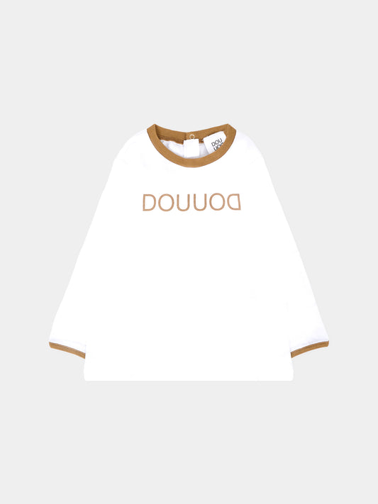 T-shirt bianca per neonata con logo,Douuod Kids,DT8500 Z0761 100BG
