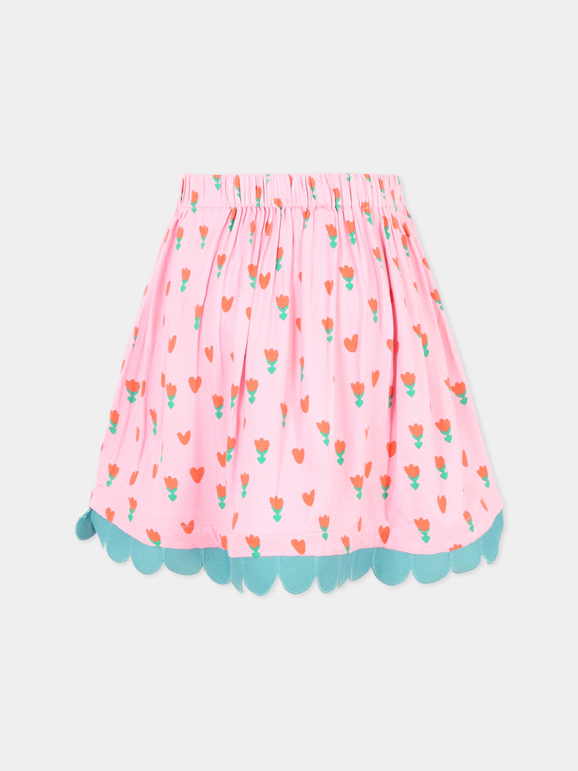 Gonna rosa per bambina con fiori rossi,Stella Mccartney Kids,TT7A71 Z1243 547MC