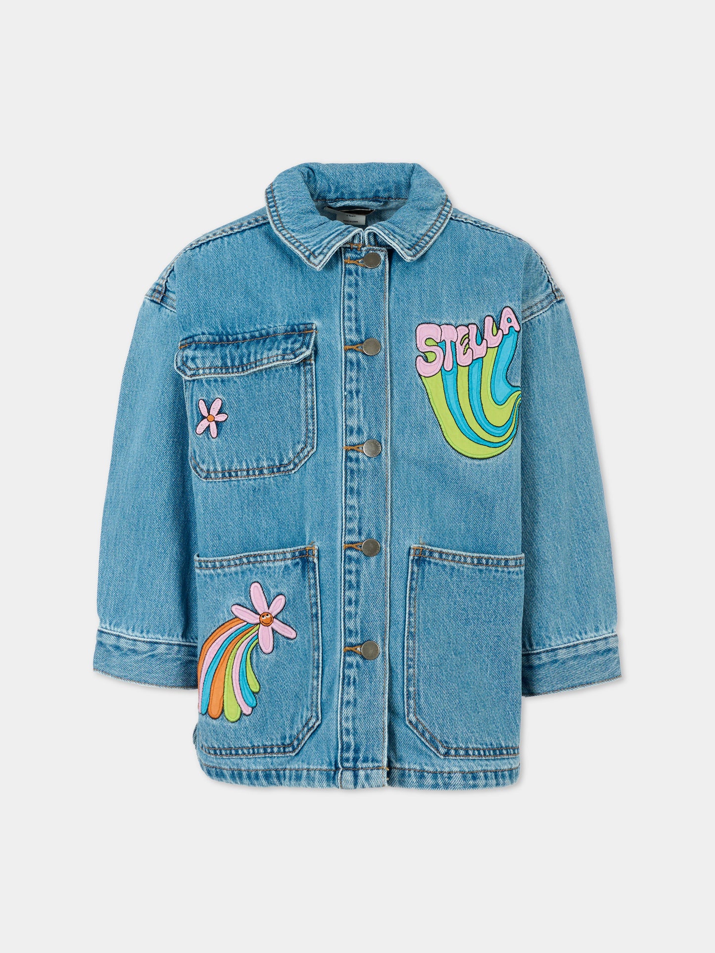 Giubbotto di jeans azzurro per bambina con patch,Stella Mccartney Kids,TV2A97 Z0746 601