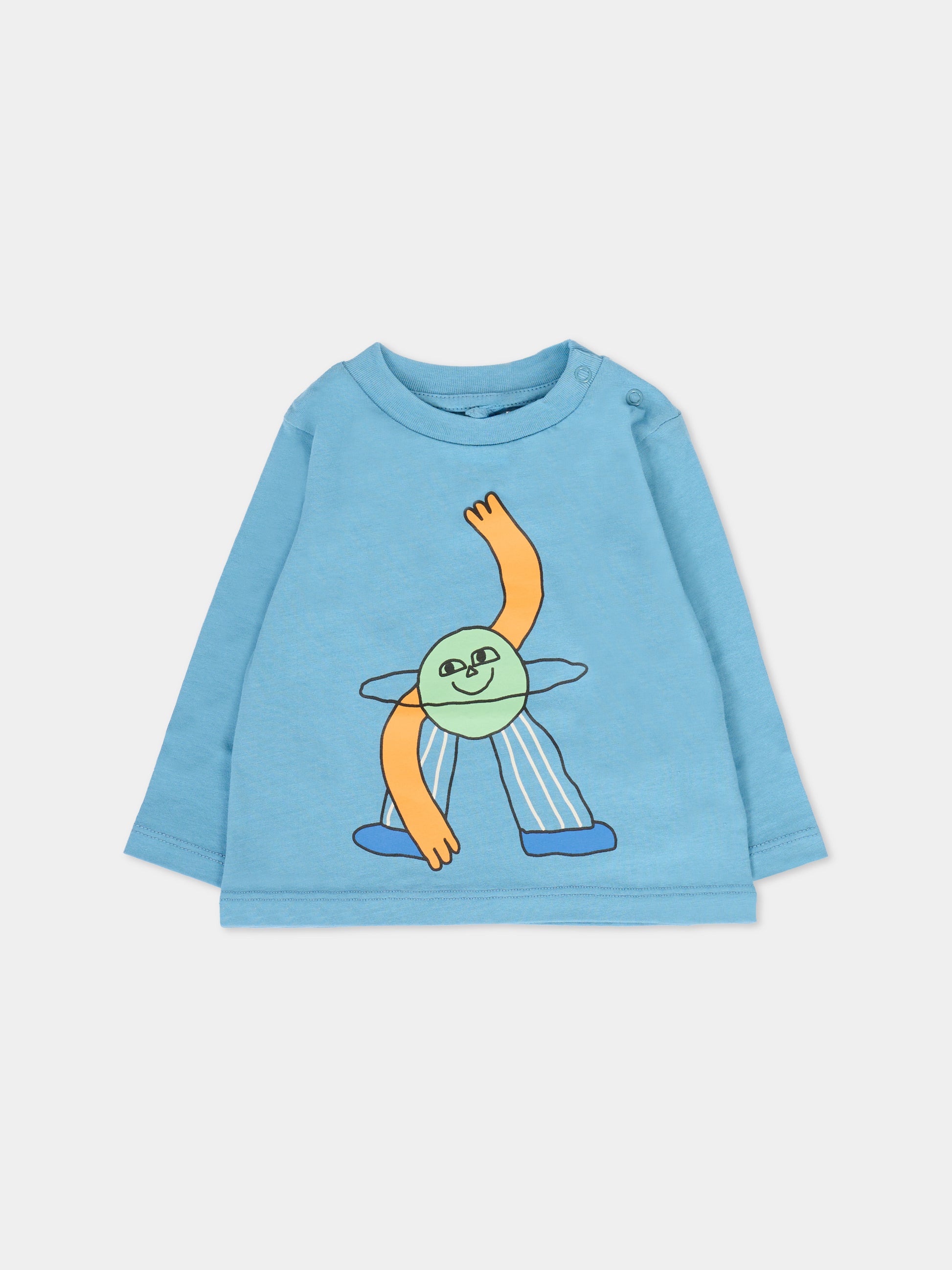 T-shirt azzurra per neonato con stampa spazio,Stella Mccartney Kids,TV8520 Z0434 626